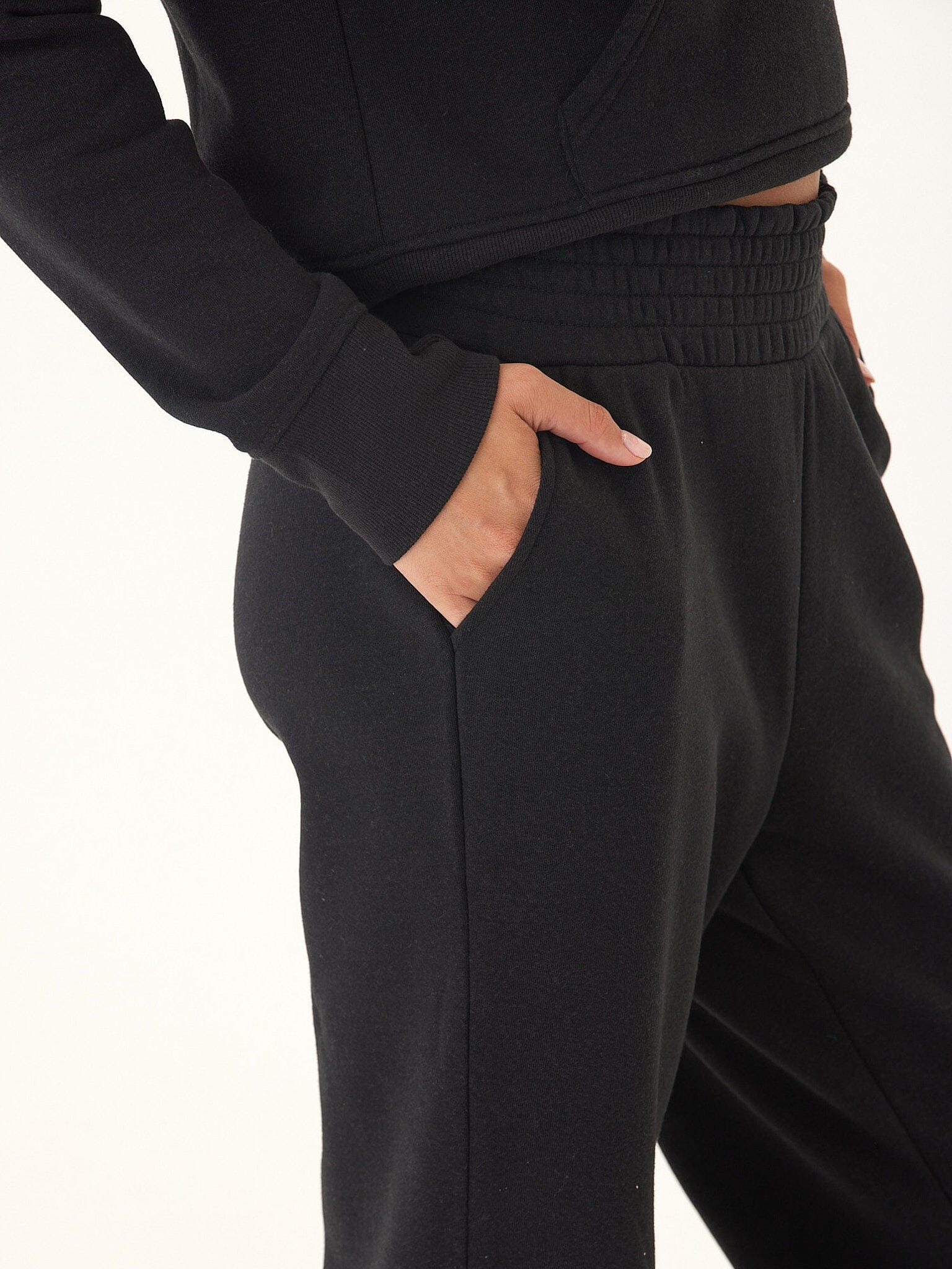 Women's Black Triblend Fleece Athleisure Pants Minimalist Joggers