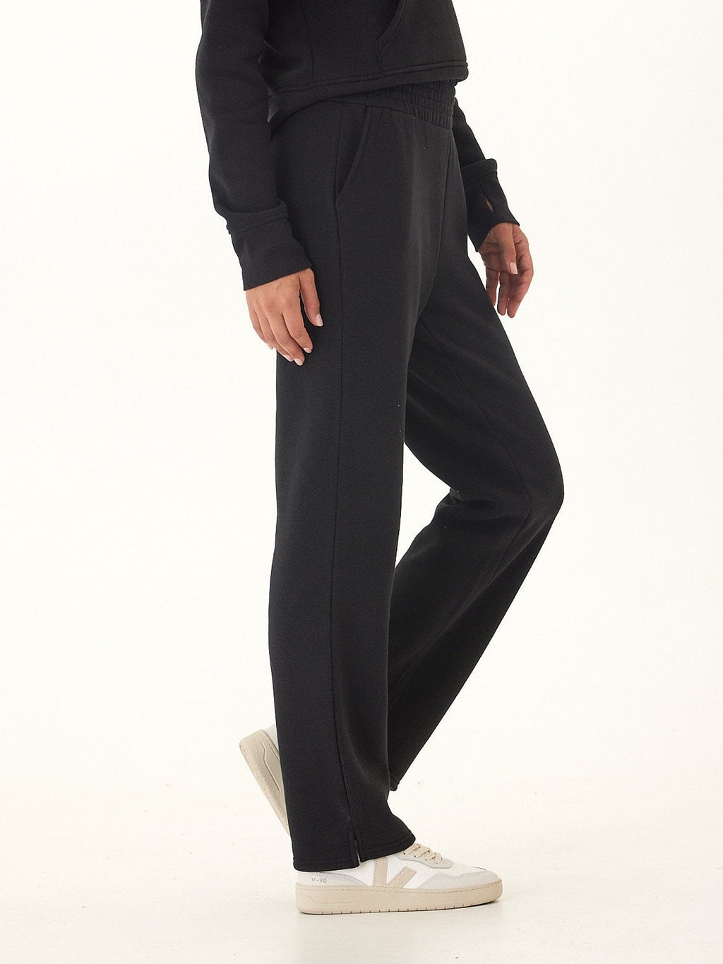 Women's Black Triblend Fleece Athleisure Pants Minimalist Joggers