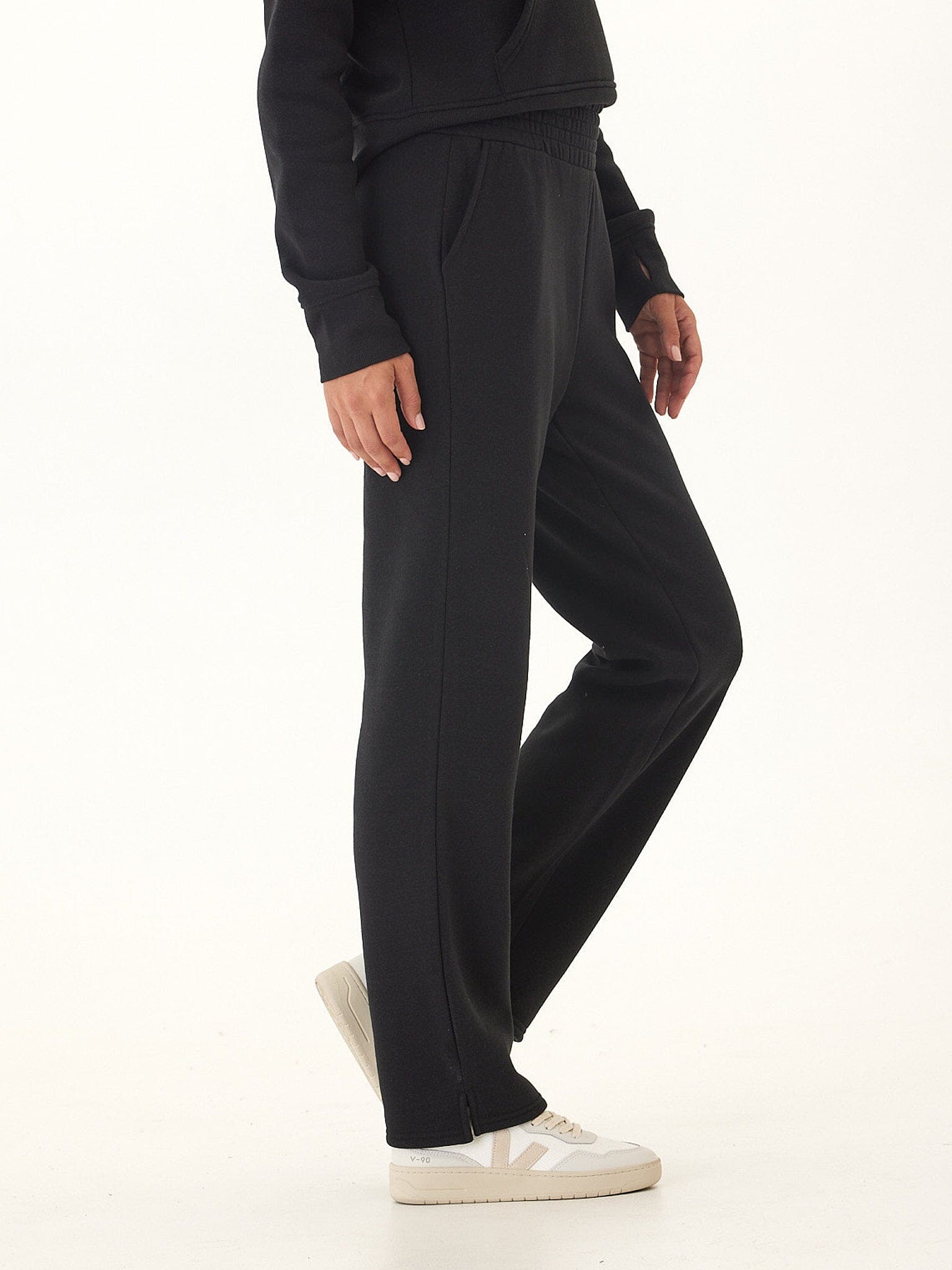 Women's Black Triblend Fleece Athleisure Pants Minimalist Joggers