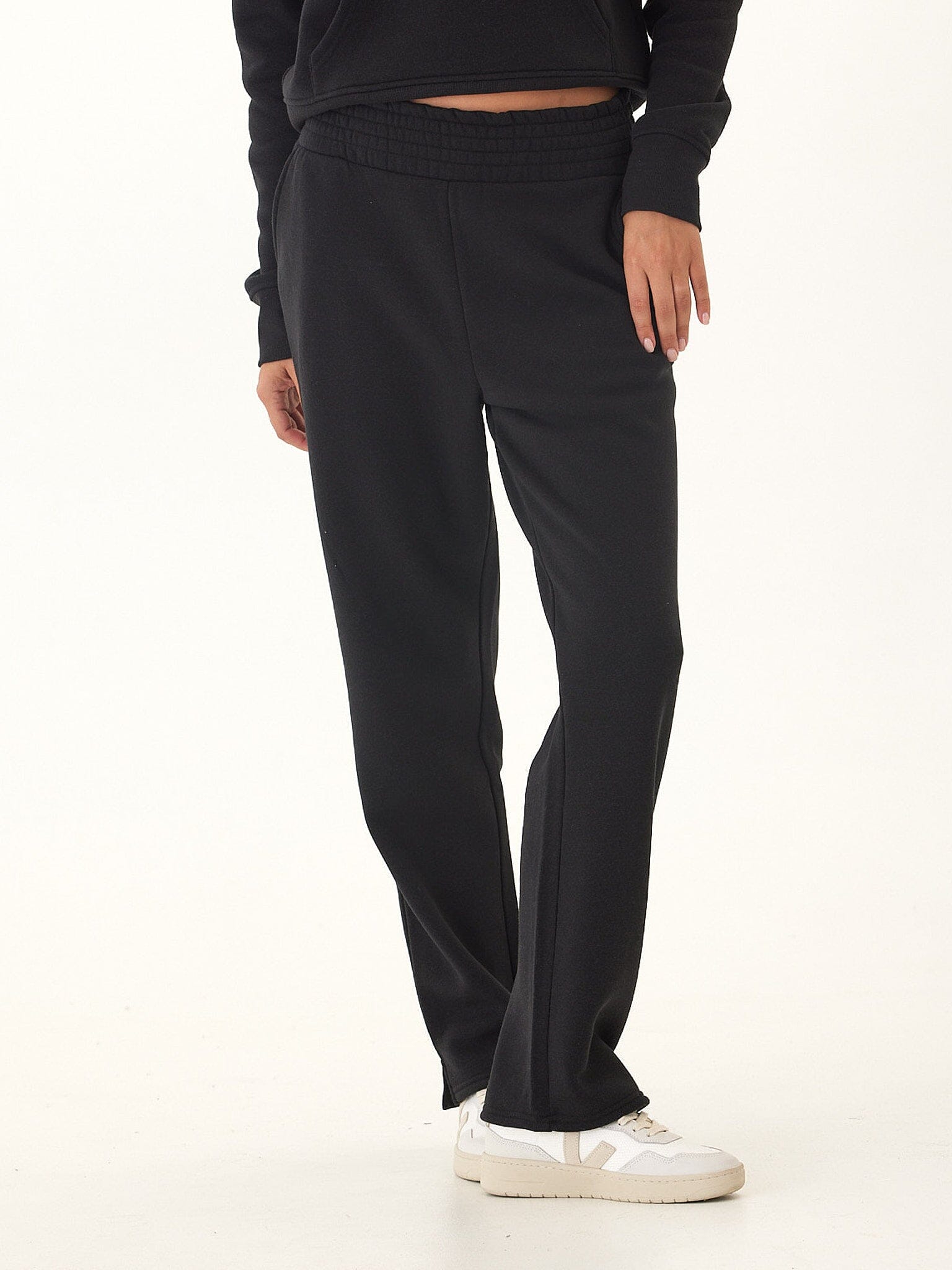 Women's Black Triblend Fleece Athleisure Pants Minimalist Joggers