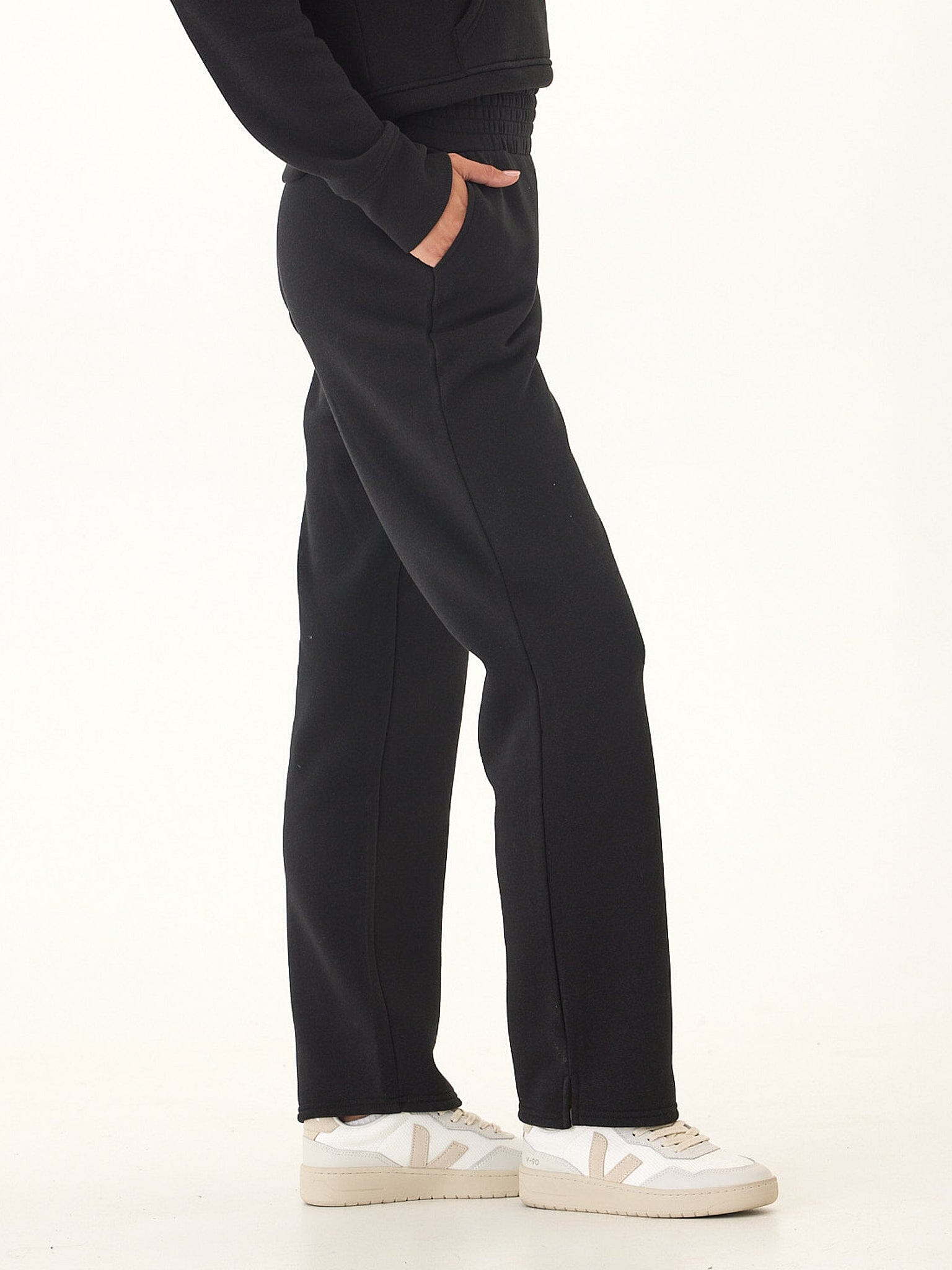 Women's Black Triblend Fleece Athleisure Pants Minimalist Joggers