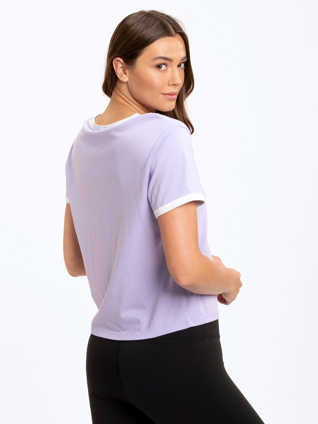 Women's Clea Crop Ringer Tee - Retro Sporty Cotton Modal Top