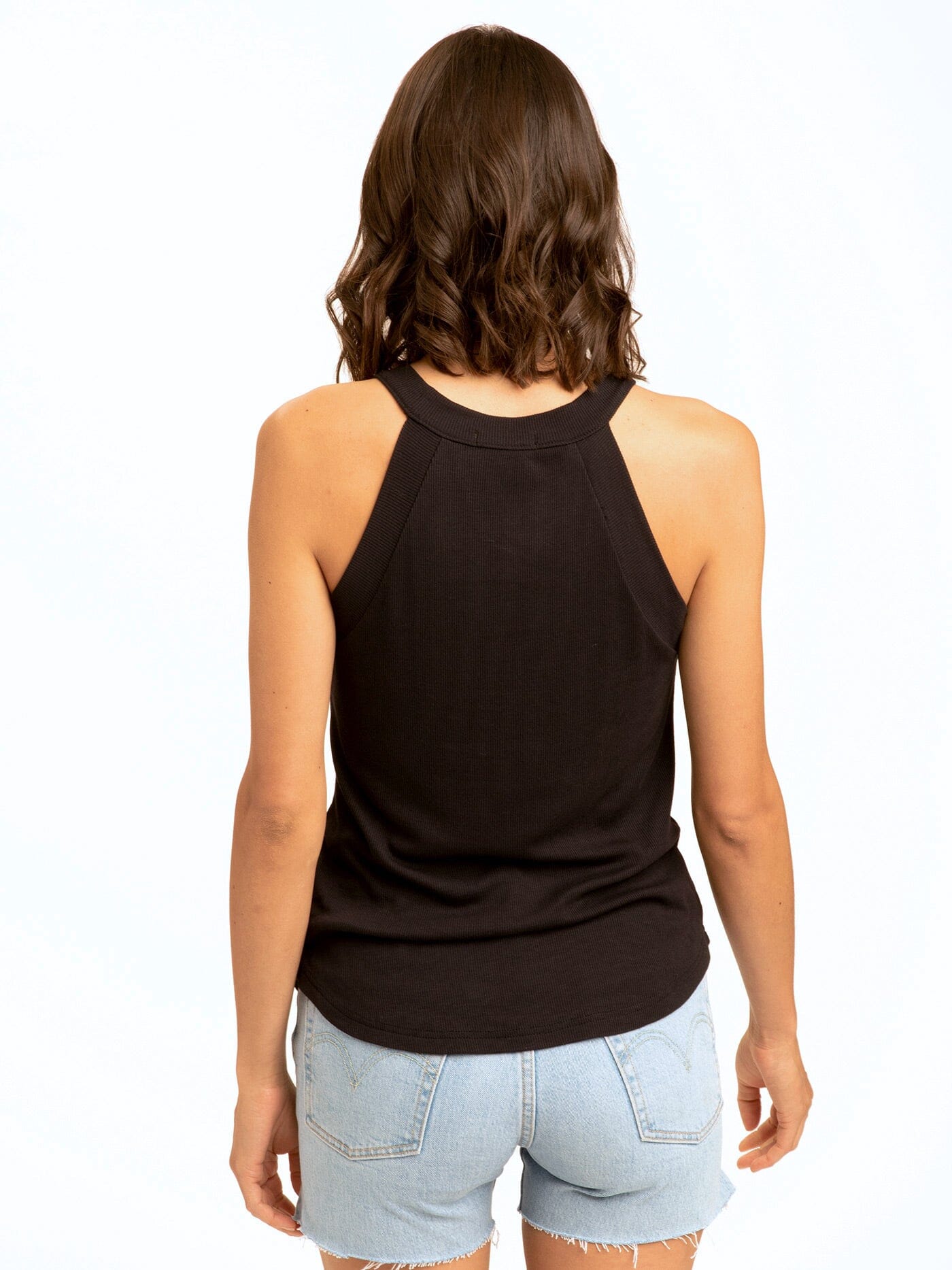 Maresia Feather Rib Tank in Black