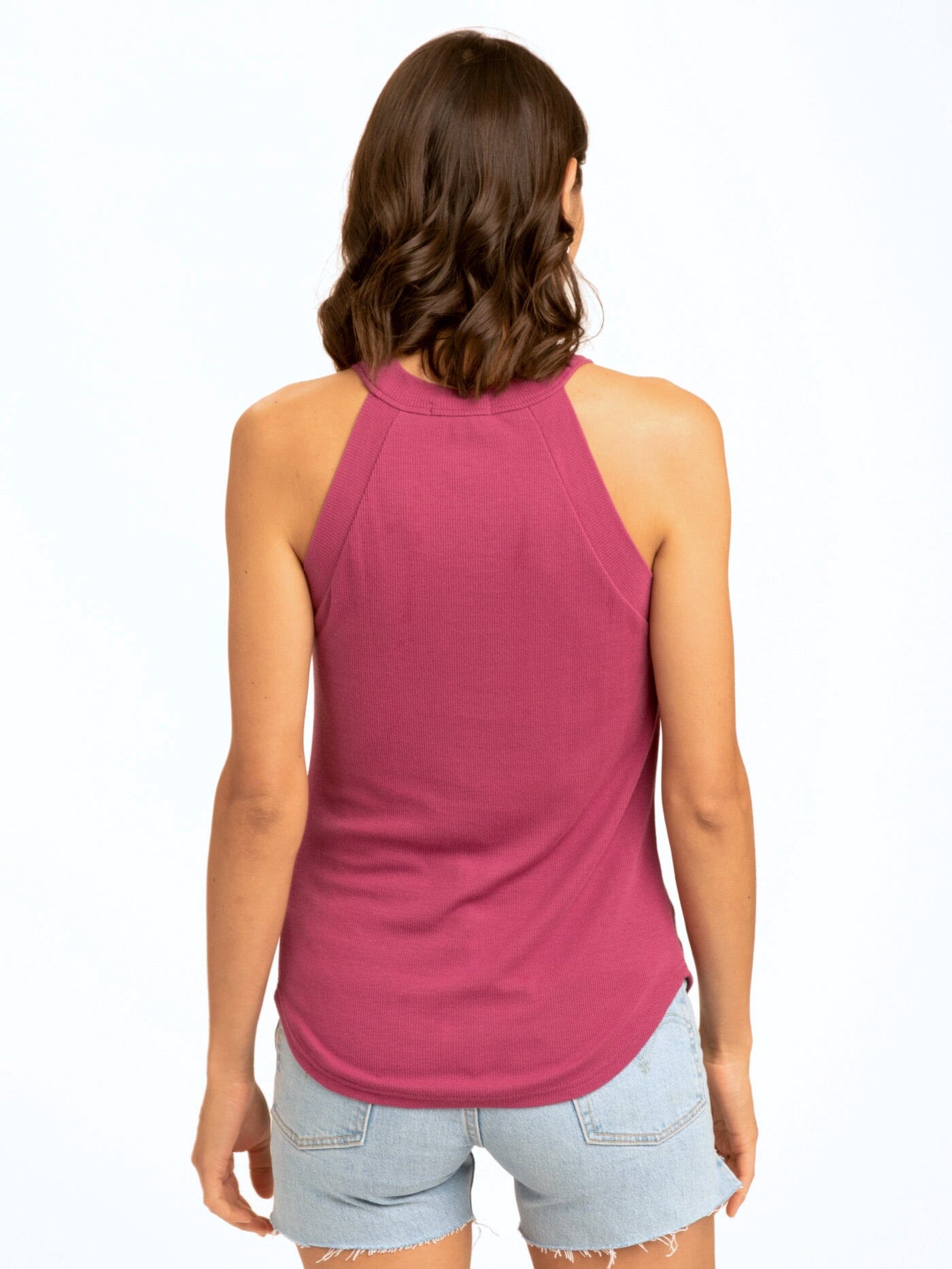 Maresia Feather Rib Tank - High Neck Minimalist Casual Top