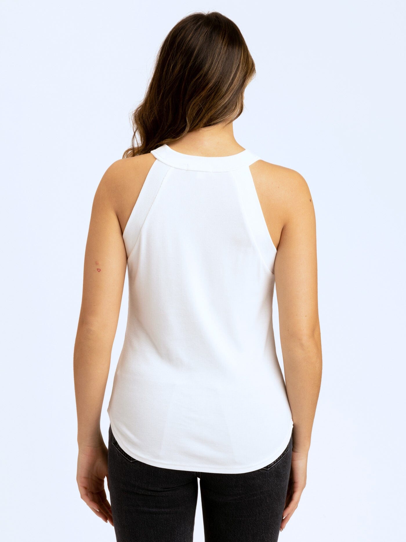 Maresia Feather Rib Tank - Relaxed Fit High Neck Sleeveless Top