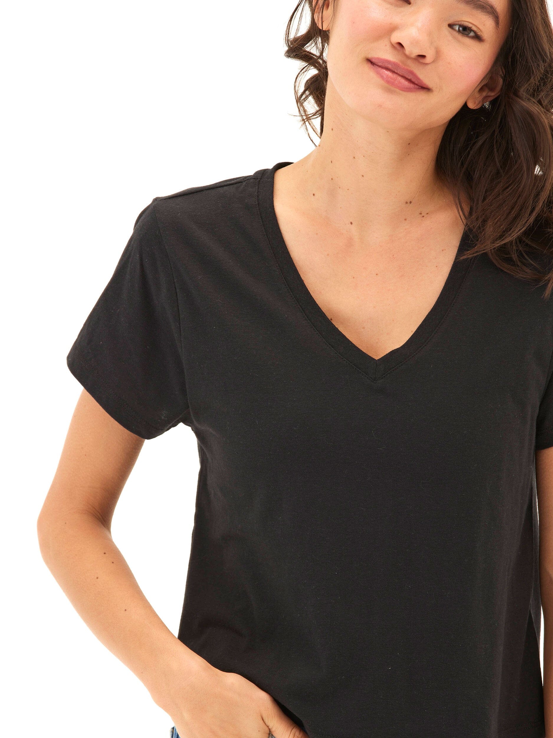 Core Triblend Jersey V-Neck Tee in Black