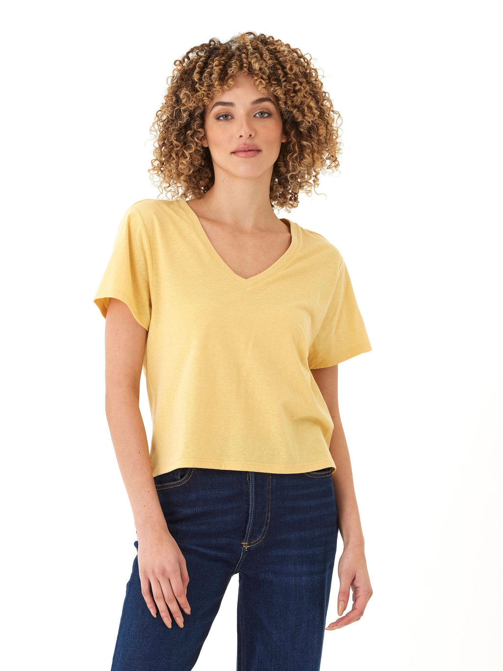 Women's Yellow Triblend Jersey V-Neck Tee