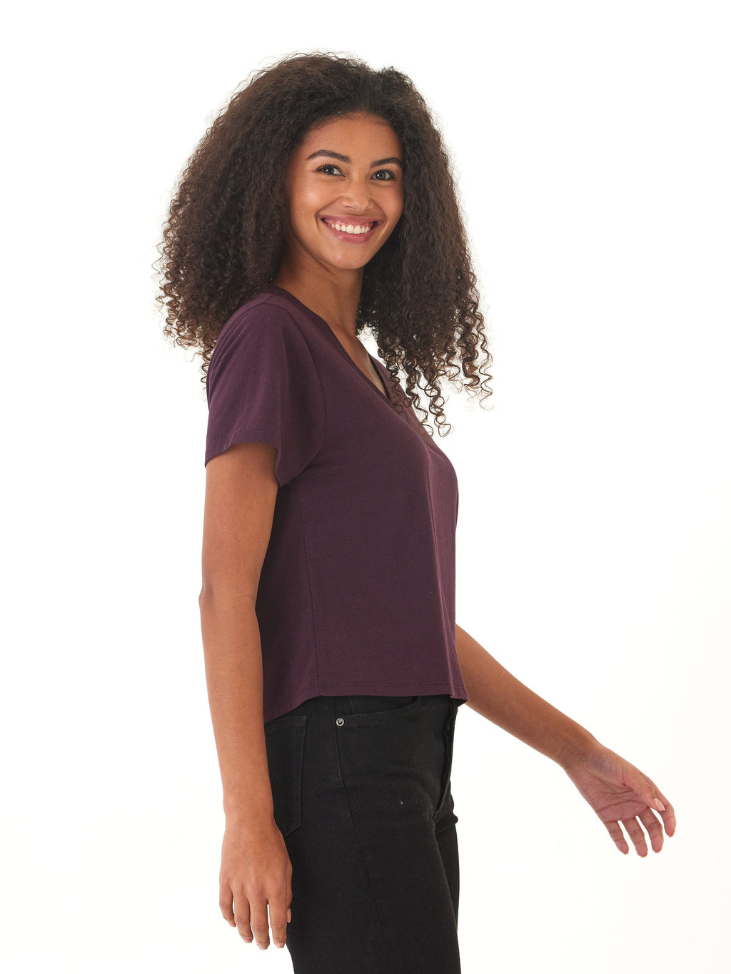 Women's Core Triblend Jersey V-Neck Tee in Dark Purple & Eggplant