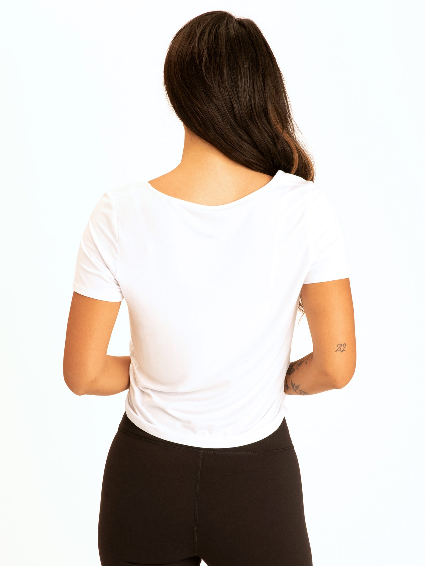 Deena Ruched Shirttail Cropped Tee in White