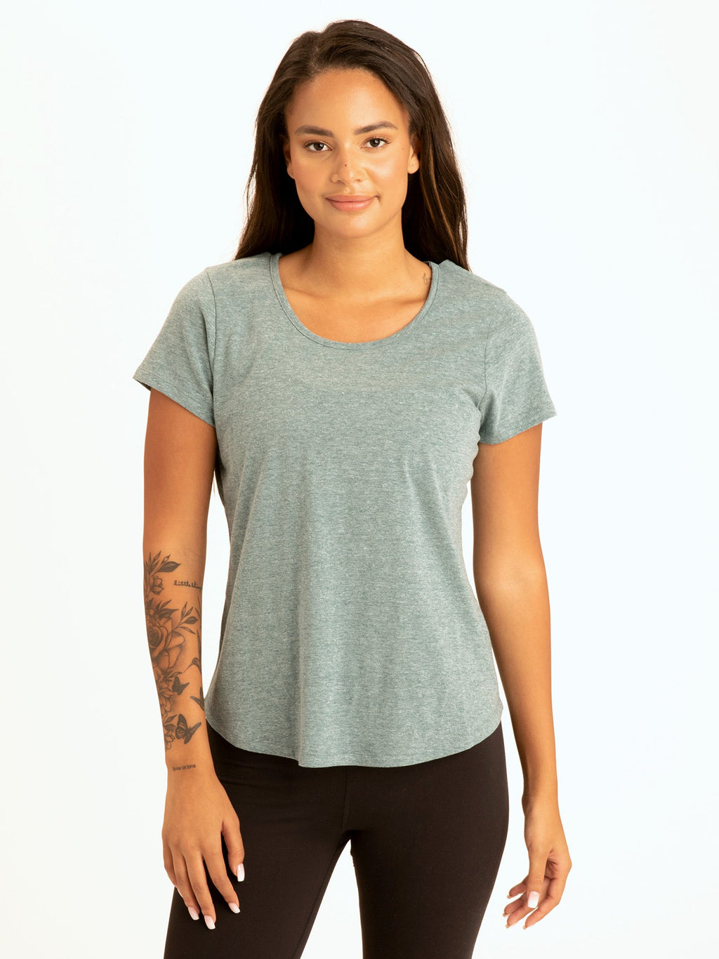Sustainable Back Cut Out Short Sleeve Tee in Organic Cotton Blend