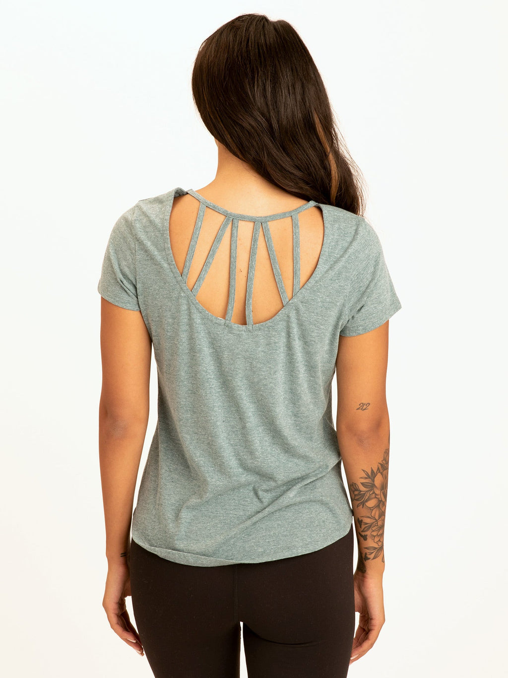 Sustainable Back Cut Out Short Sleeve Tee in Organic Cotton Blend
