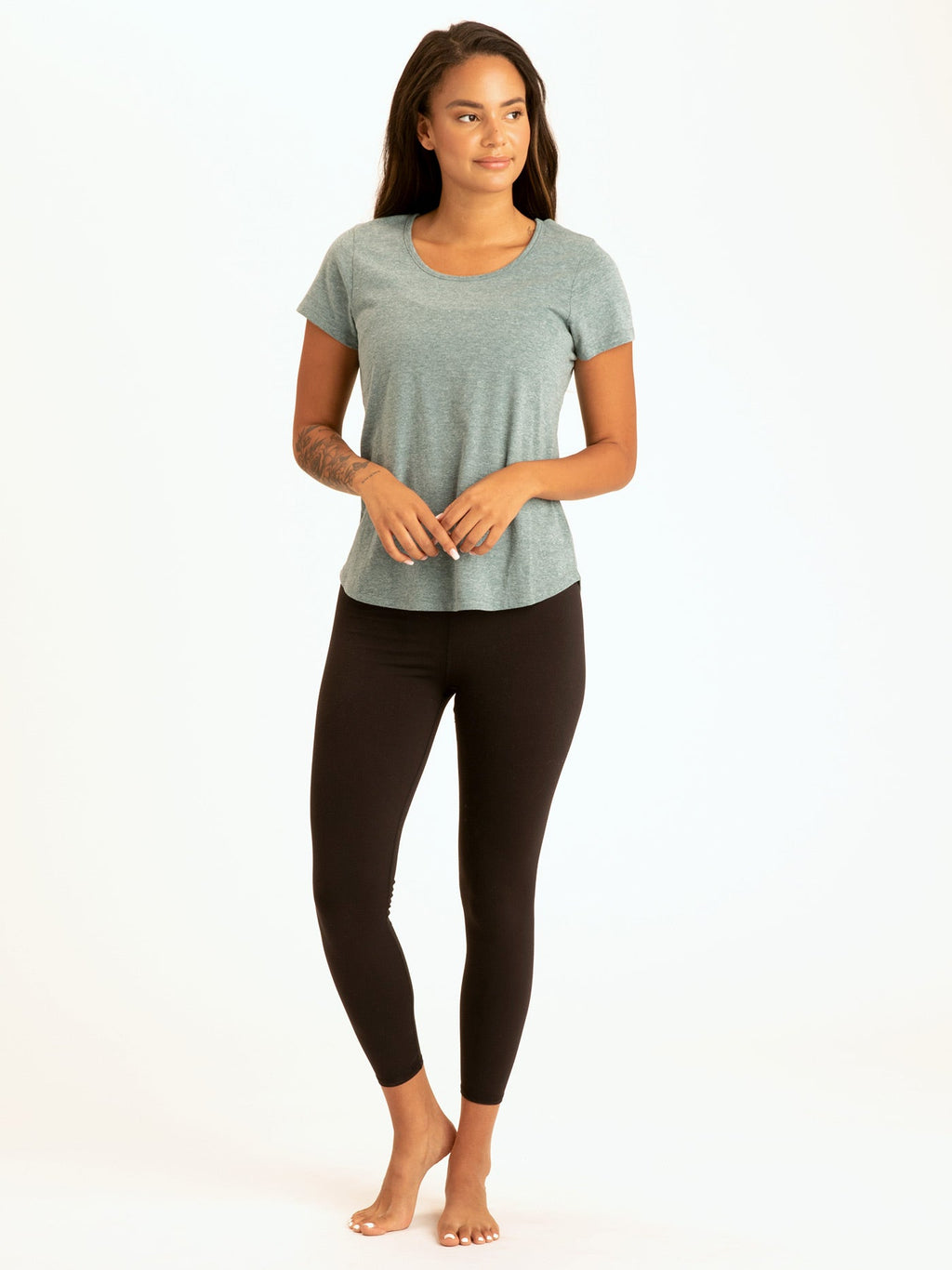 Sustainable Back Cut Out Short Sleeve Tee in Organic Cotton Blend