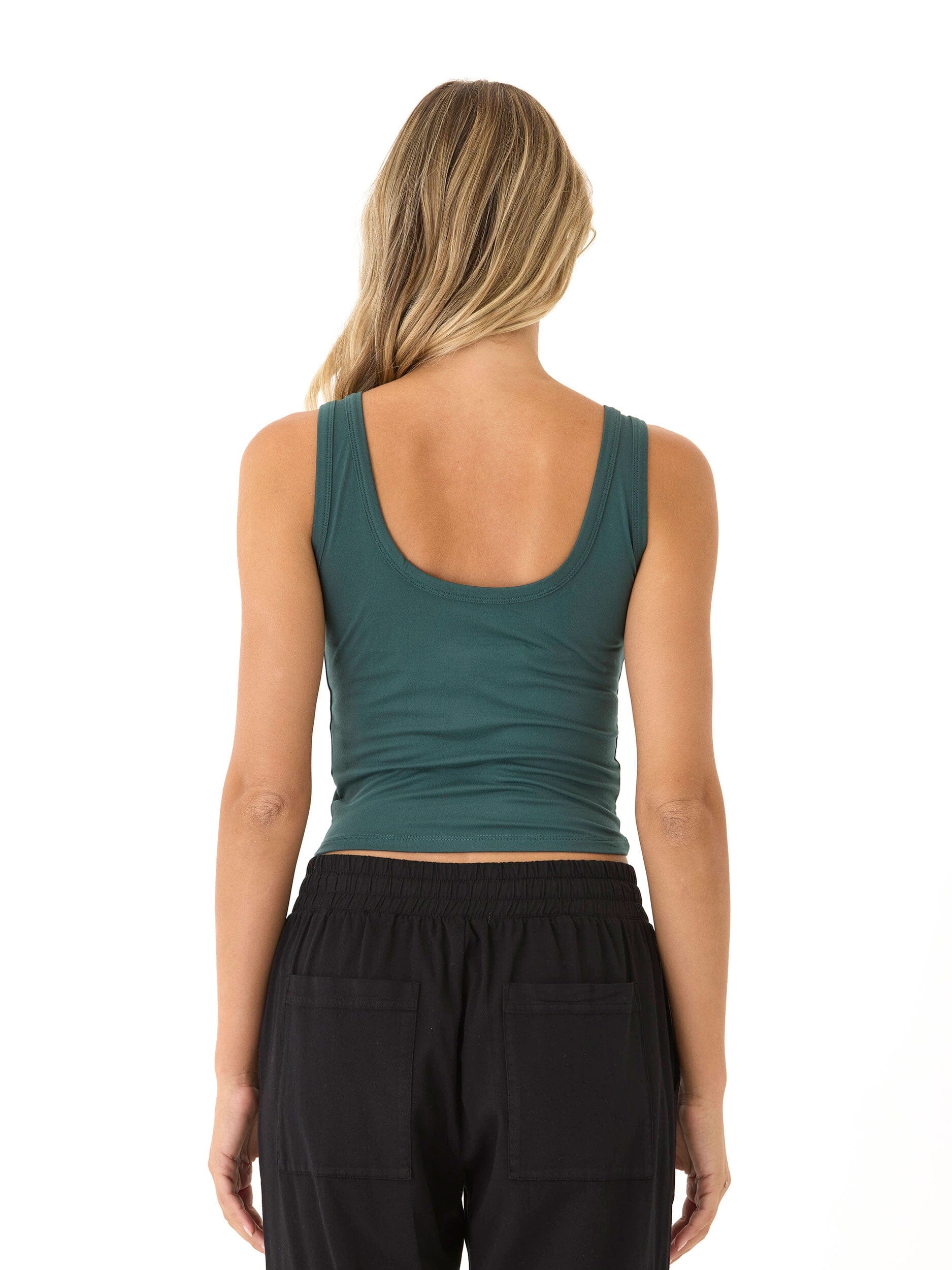 Core Luxe Jersey Tank Top - Fitted Cropped Sleeveless Shirt