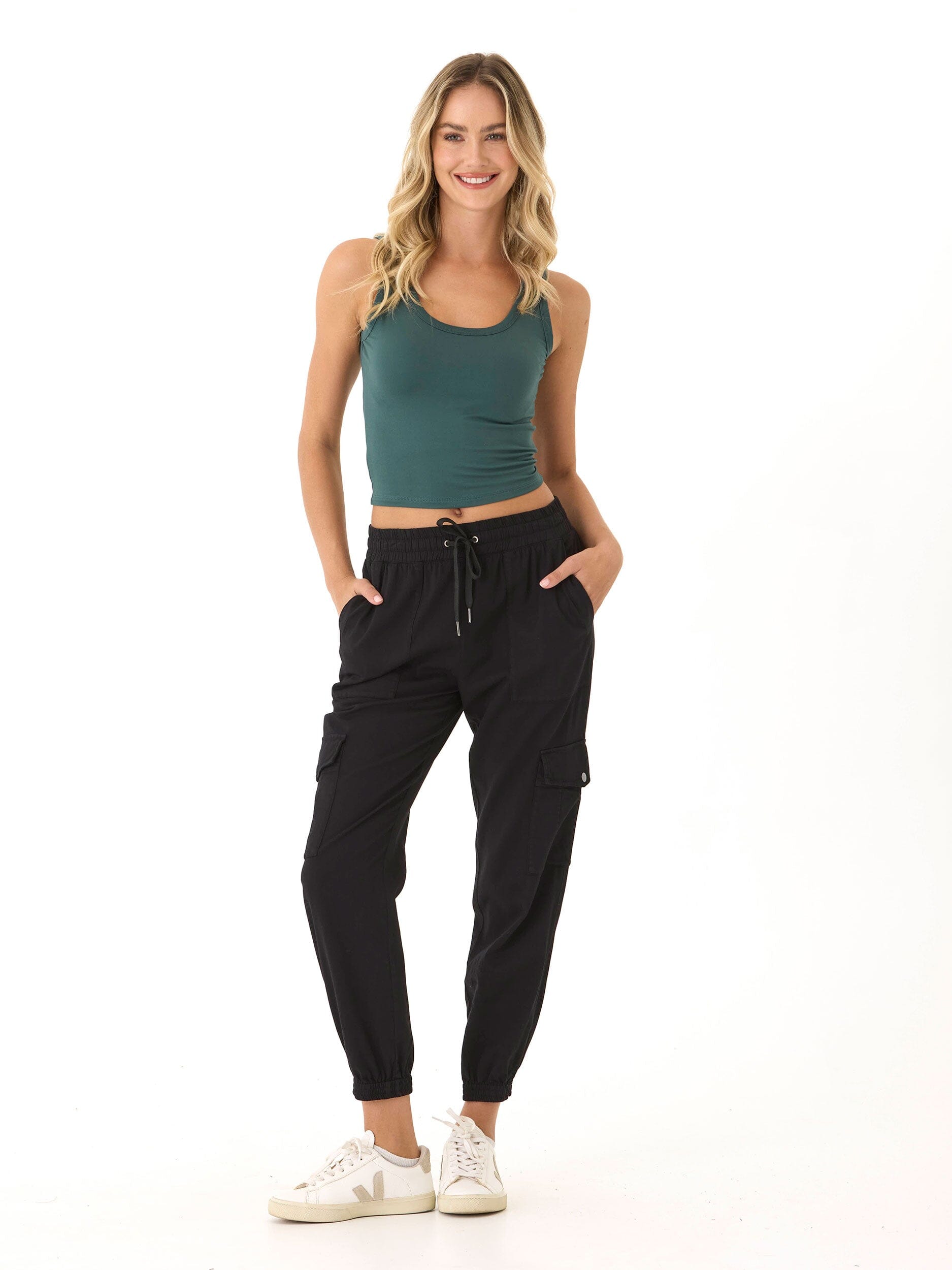 Core Luxe Jersey Tank Top - Fitted Cropped Sleeveless Shirt