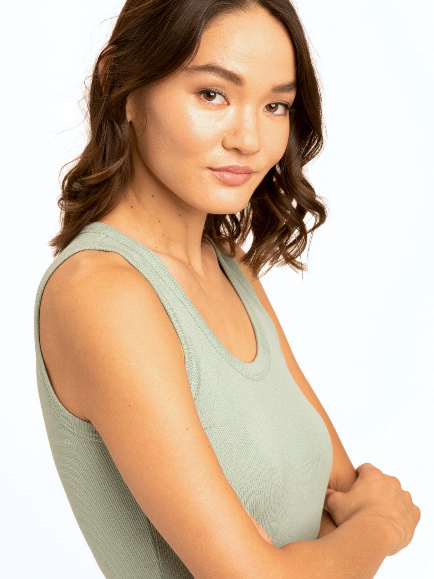 Amazonia Feather Rib Tank: Slim Fit Scoop Neck Layering Top