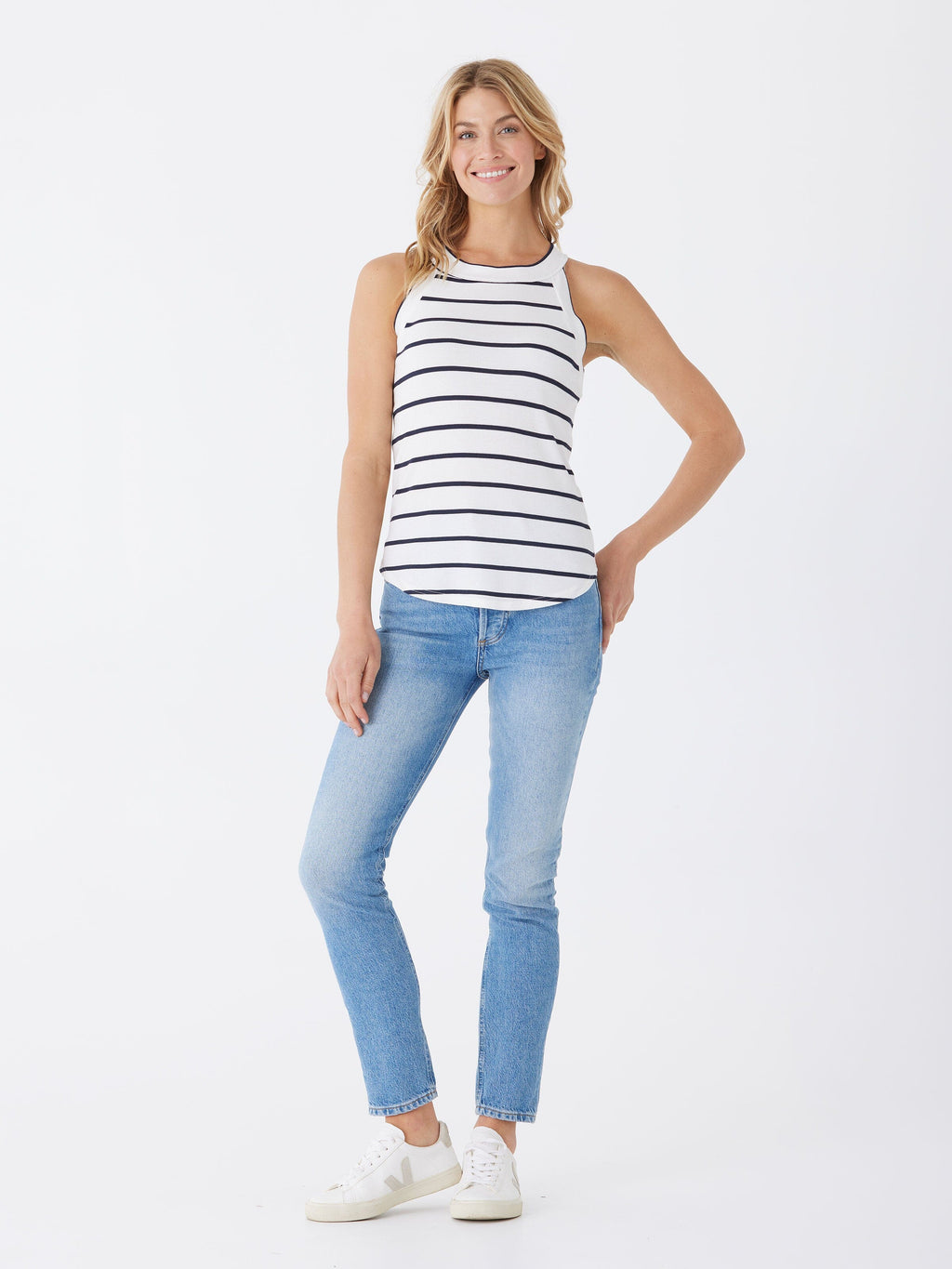 Maresia Feather Rib Tank - High Neck Sleeveless Layering Top