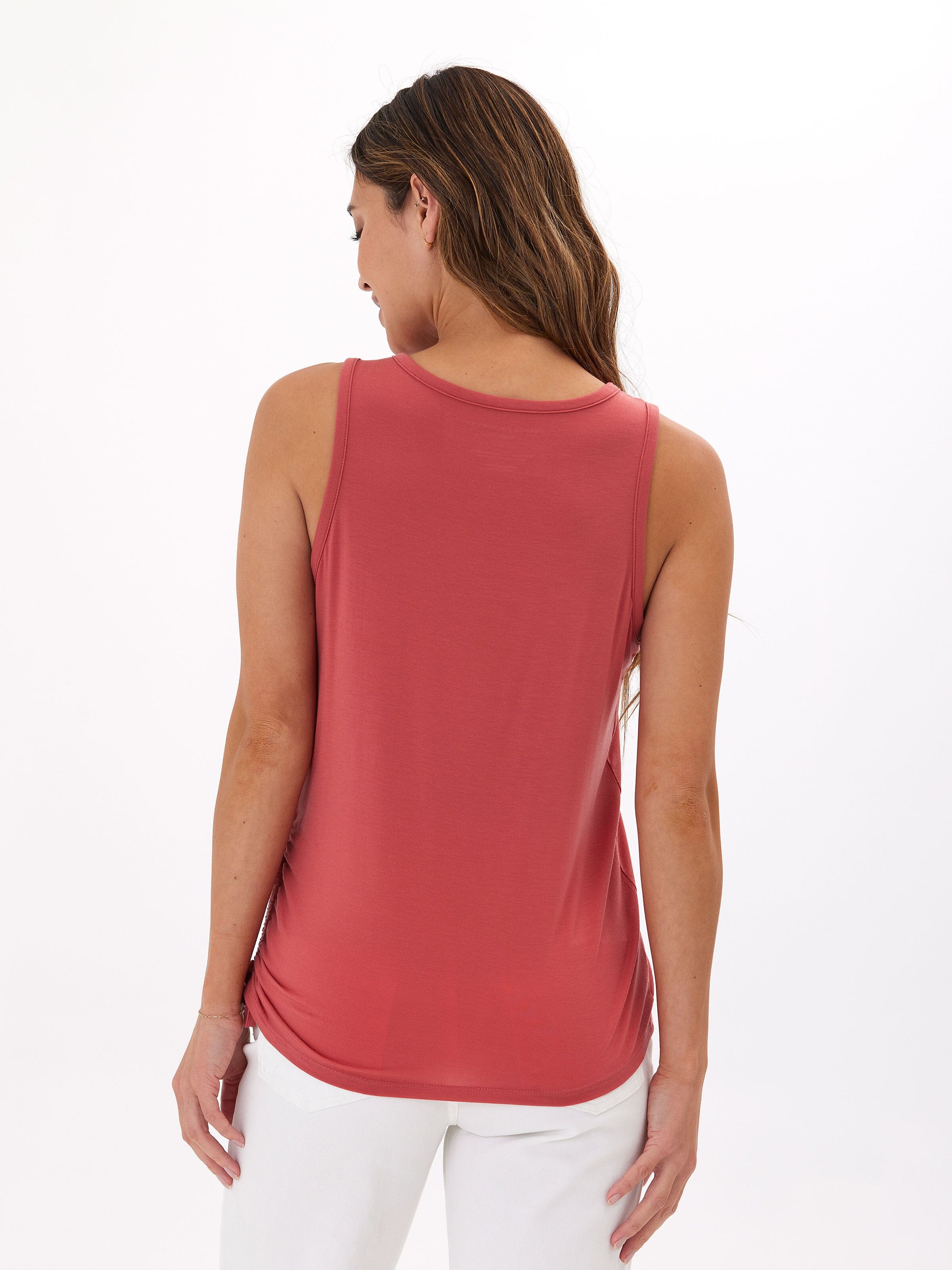 Nia Side Ruched Jersey Tank - Minimalist Women's Sleeveless Top