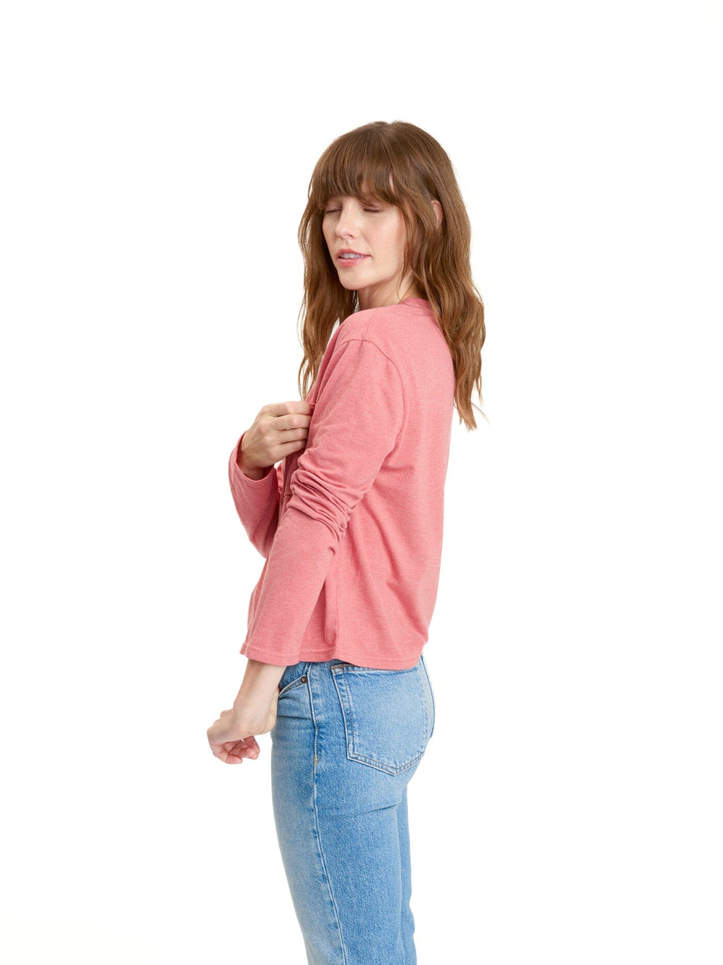 Maggie Triblend Long Sleeve Pocket Tee for Women in Pink