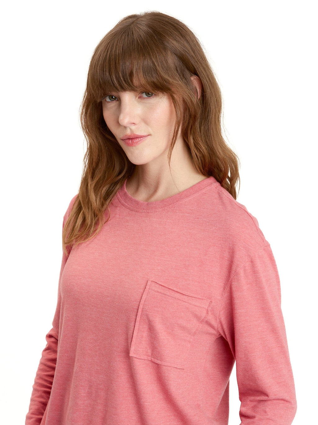Maggie Triblend Long Sleeve Pocket Tee for Women in Pink