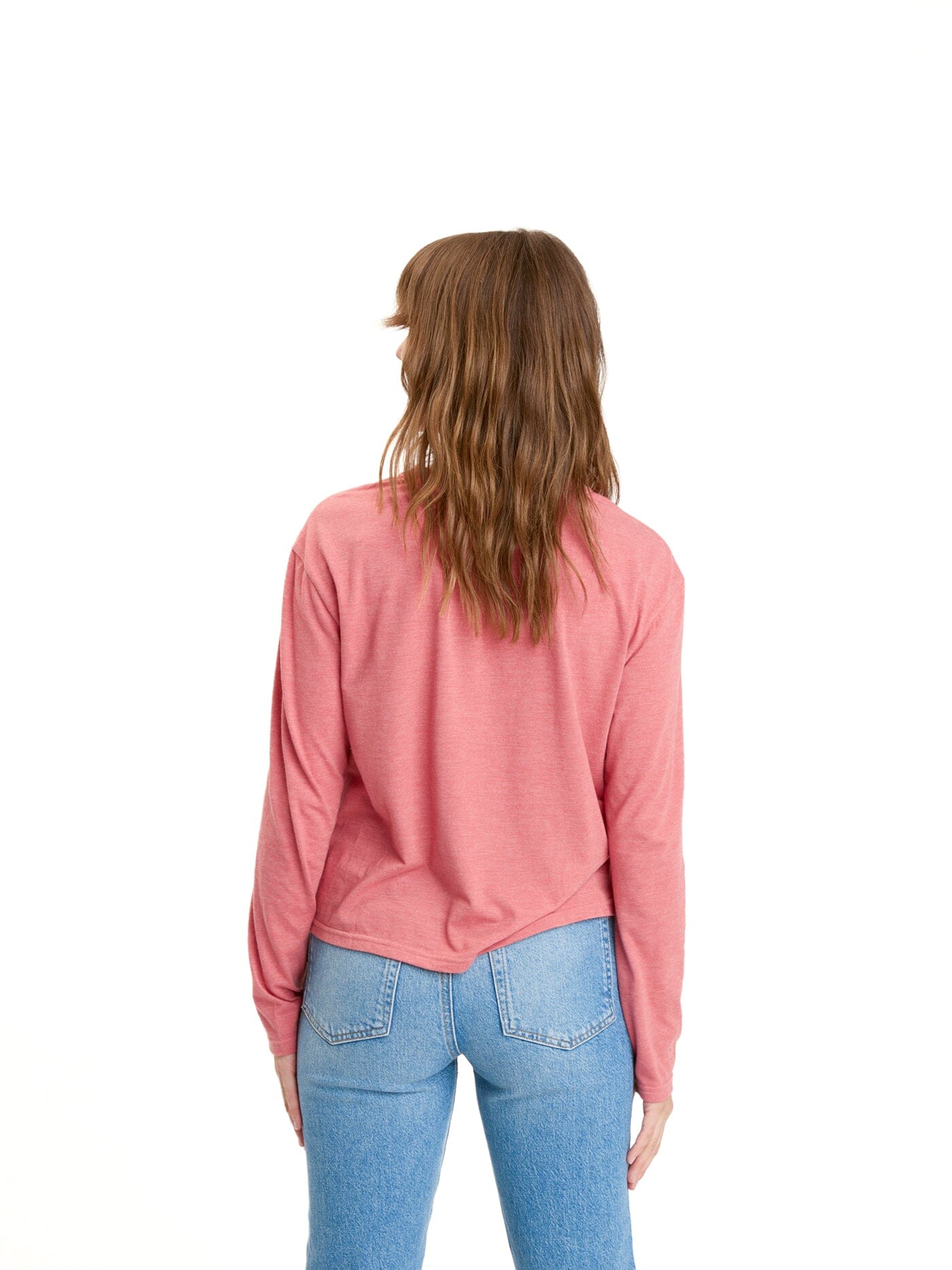 Maggie Triblend Long Sleeve Pocket Tee for Women in Pink