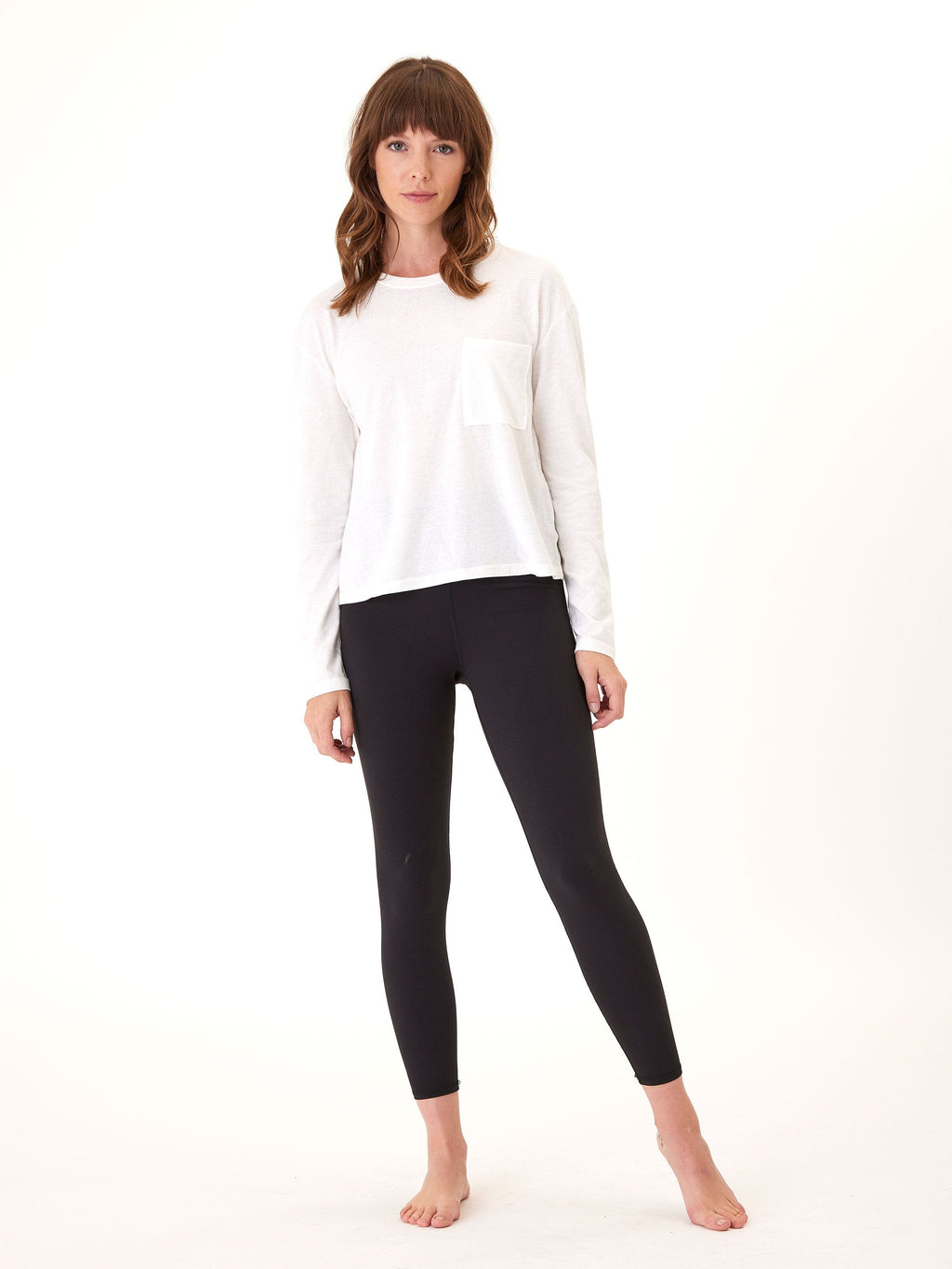 Maggie Triblend Long Sleeve Pocket Tee in White