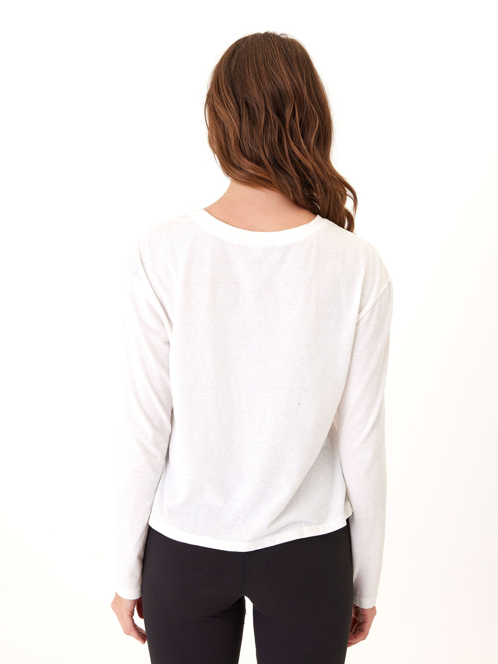 Maggie Triblend Long Sleeve Pocket Tee in White