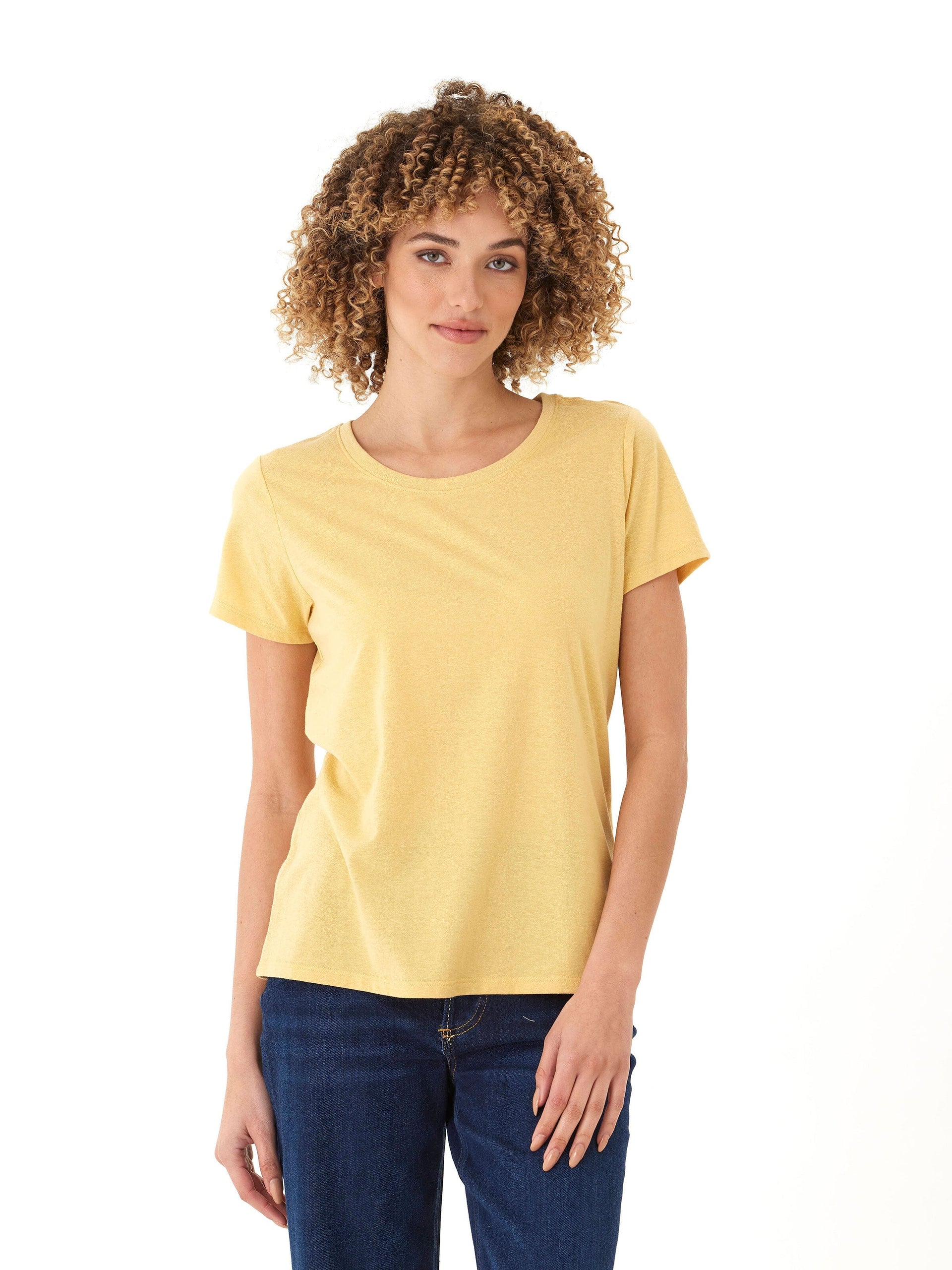 Women's Yellow Triblend Jersey Crew Neck Tee
