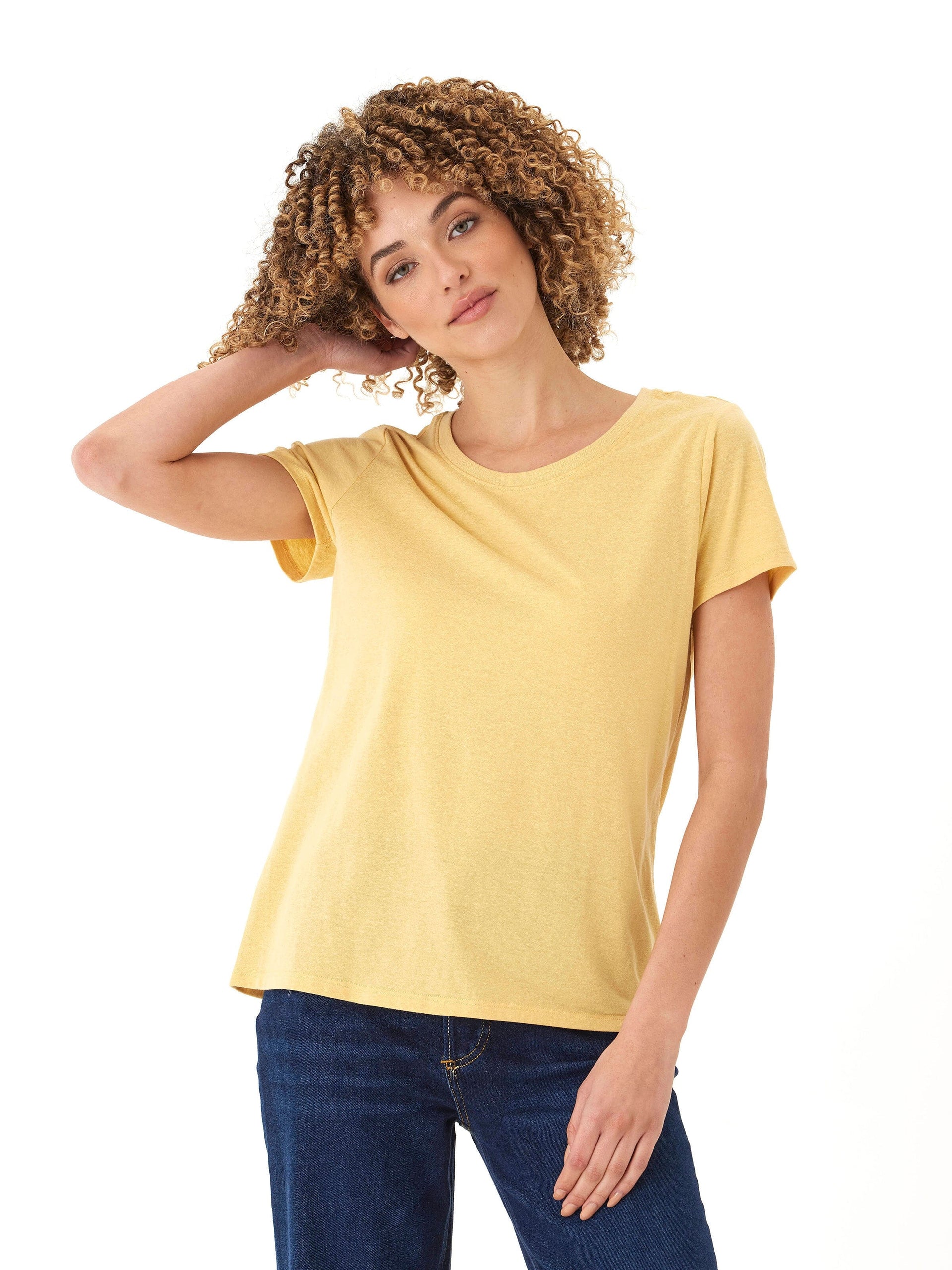 Women's Yellow Triblend Jersey Crew Neck Tee