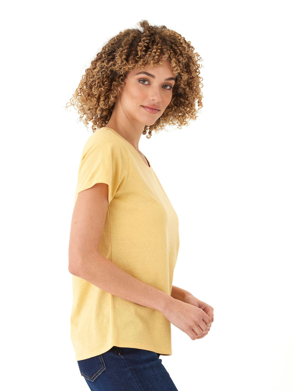Women's Yellow Triblend Jersey Crew Neck Tee