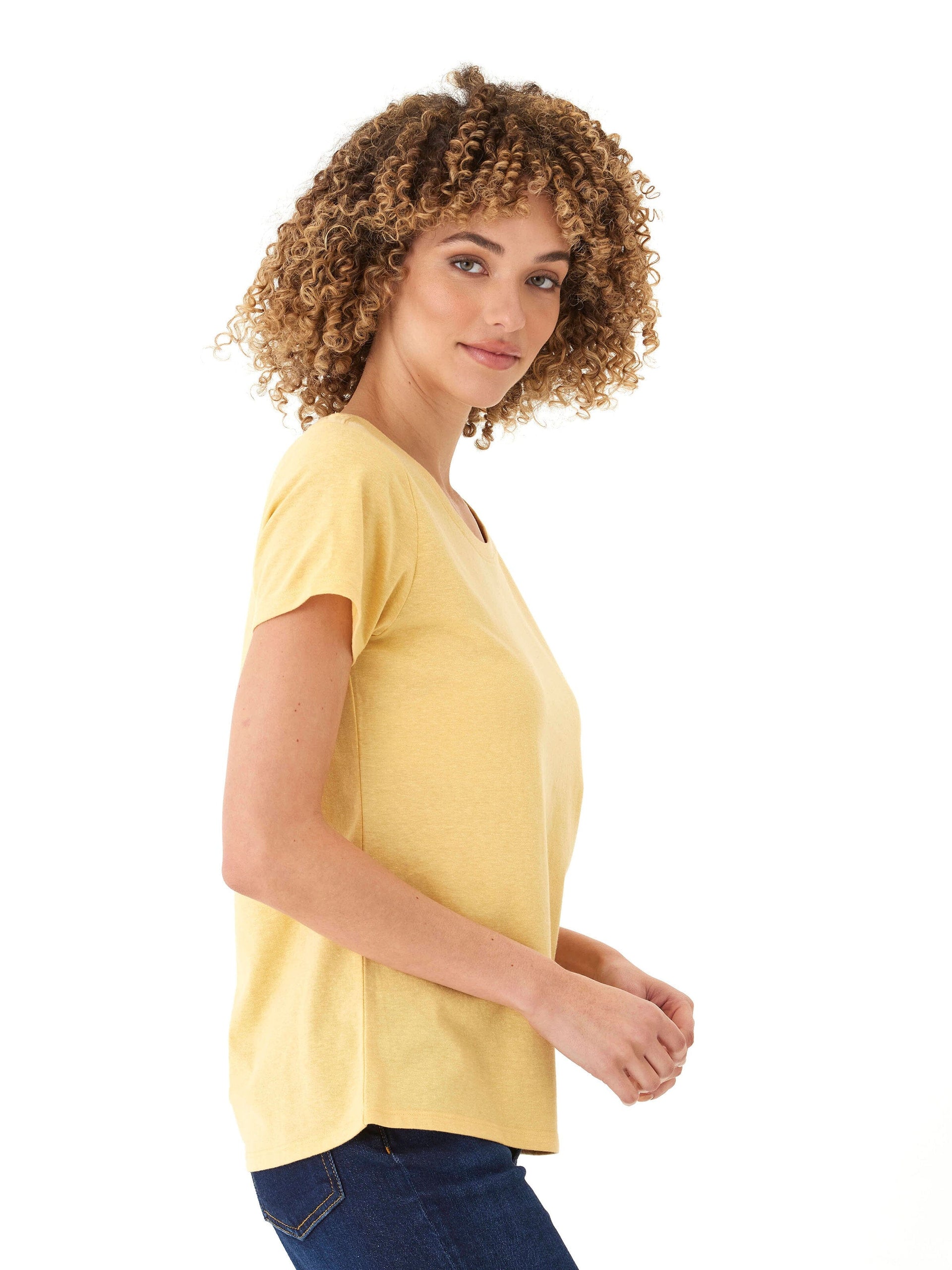 Women's Yellow Triblend Jersey Crew Neck Tee