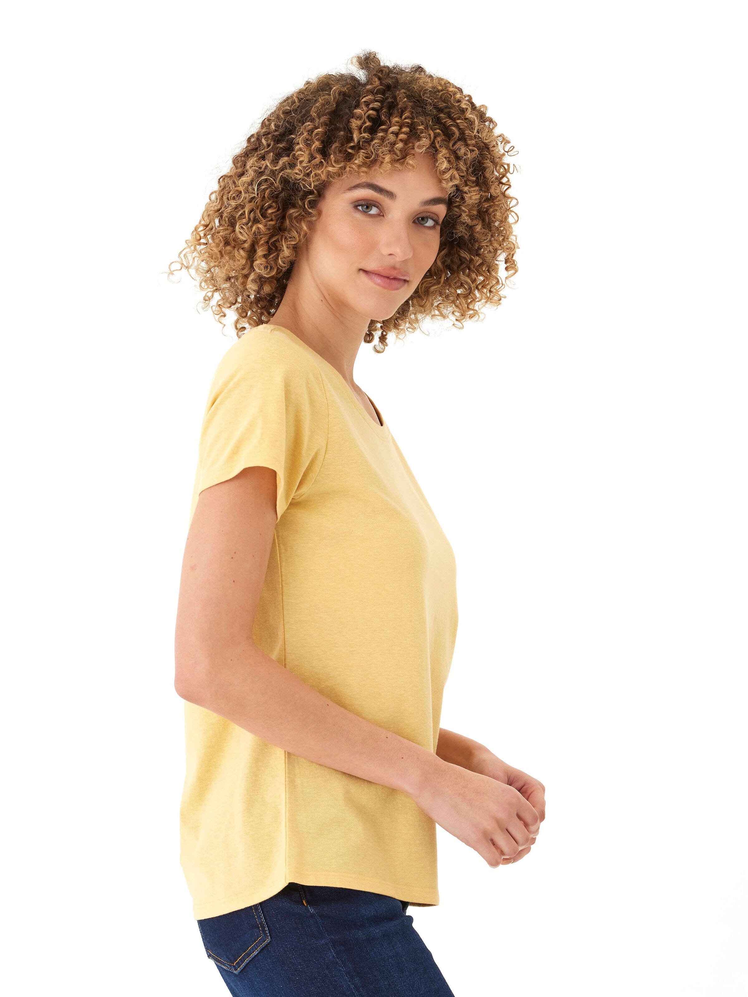 Women's Yellow Triblend Jersey Crew Neck Tee