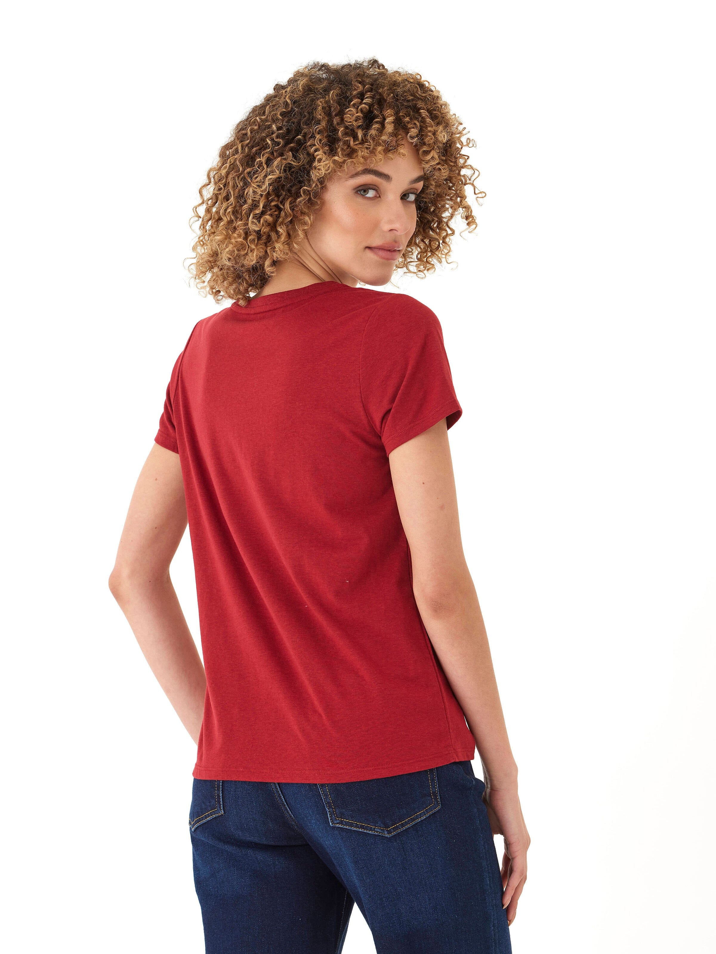Women's Red Triblend Jersey Crew Neck Tee