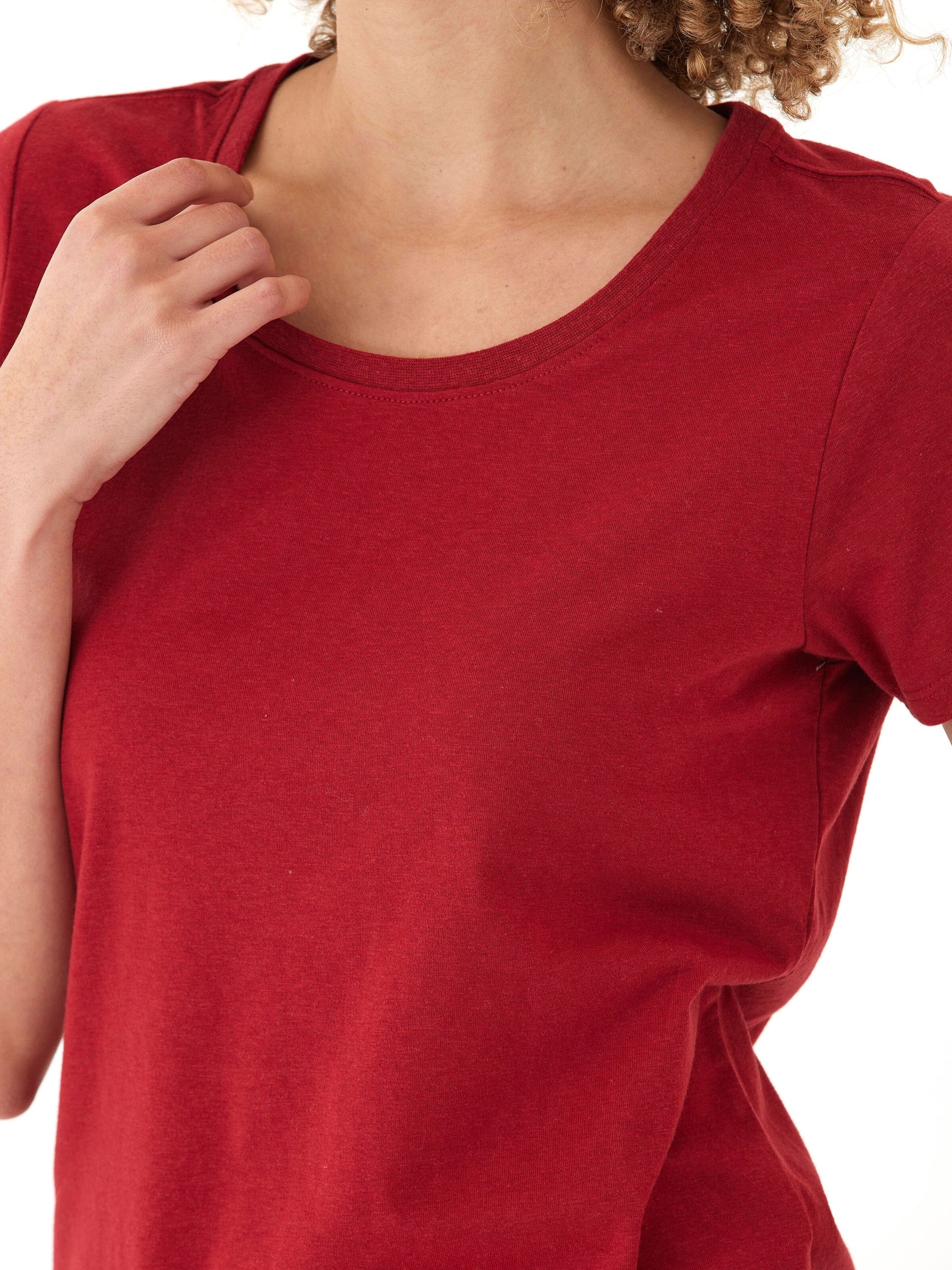 Women's Red Triblend Jersey Crew Neck Tee
