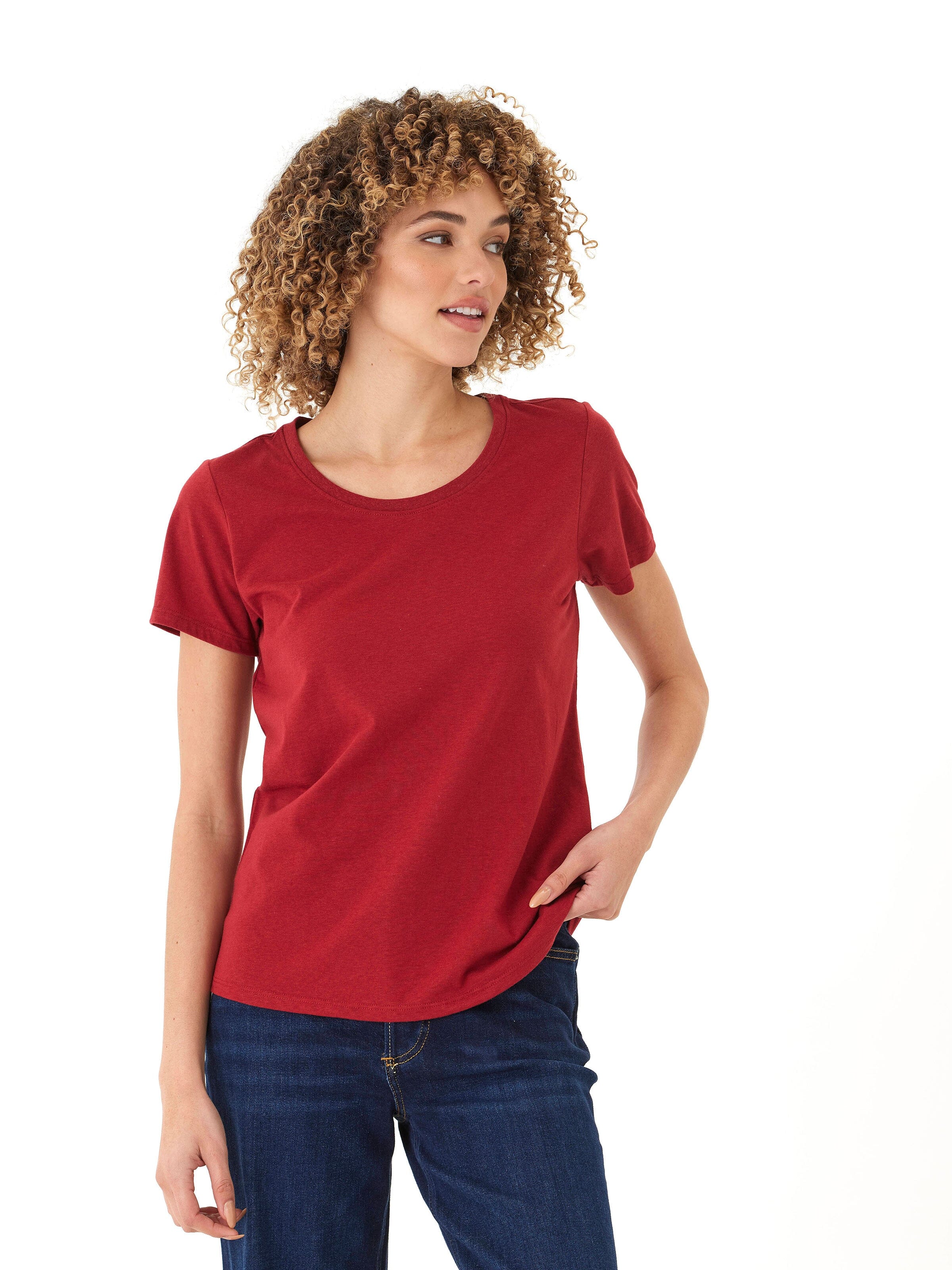 Women's Red Triblend Jersey Crew Neck Tee