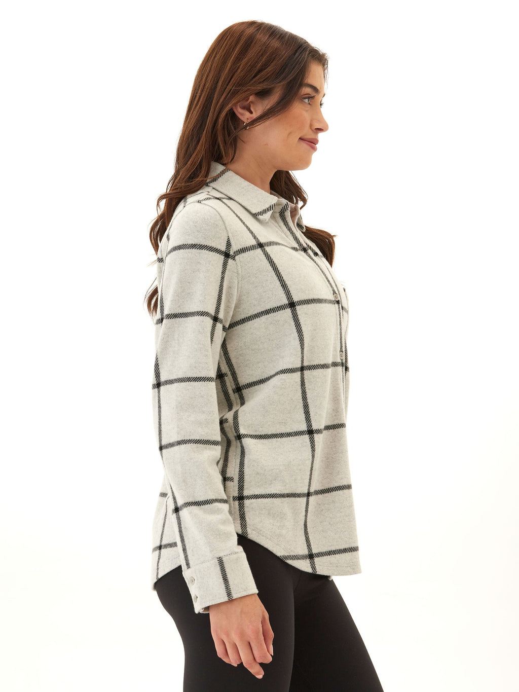 Women's Kandyce Plaid Knit Fleece Button-Up Shirt