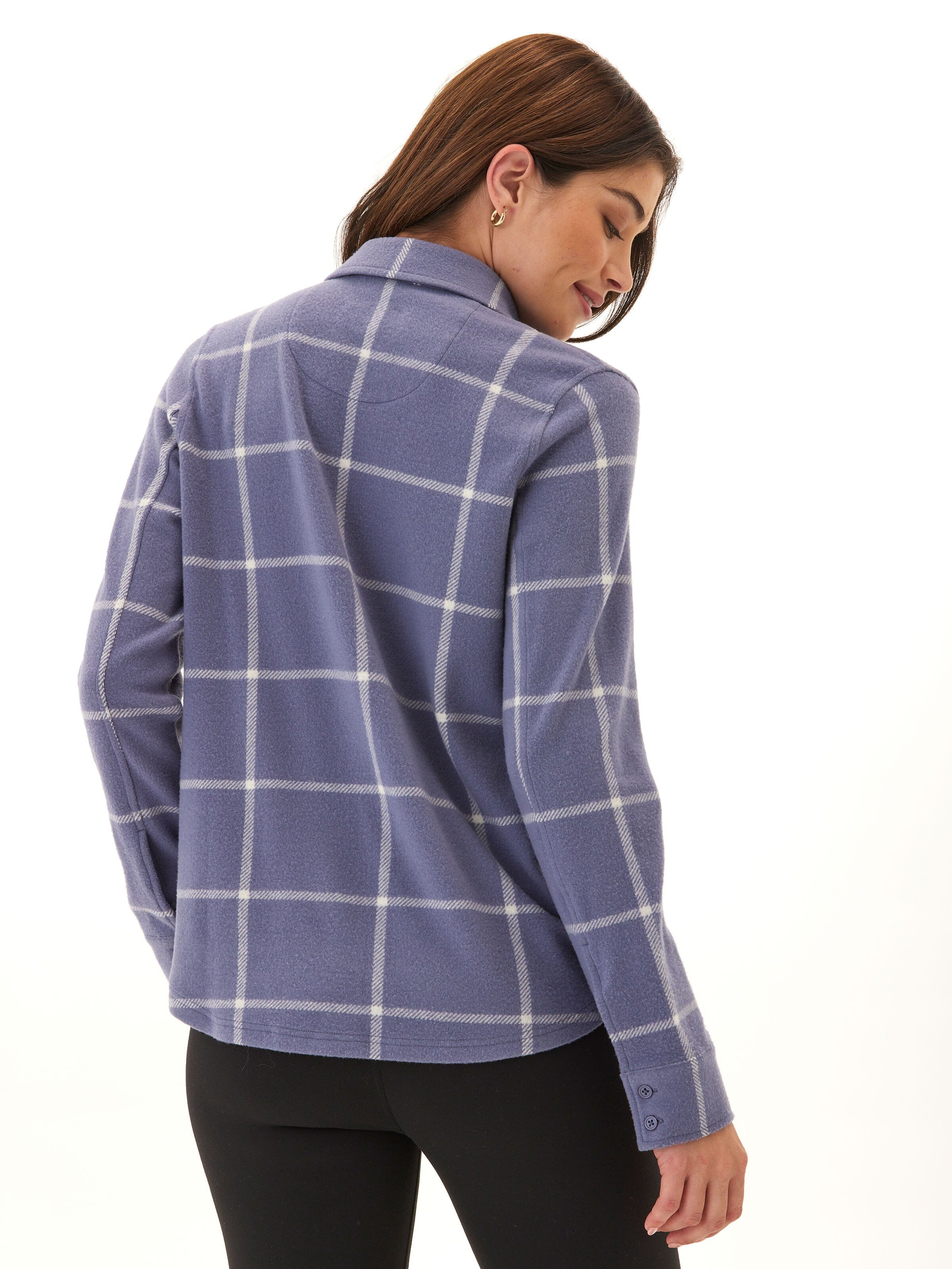 Kandyce Prairie Plaid Knit Fleece Button-Up Shirt