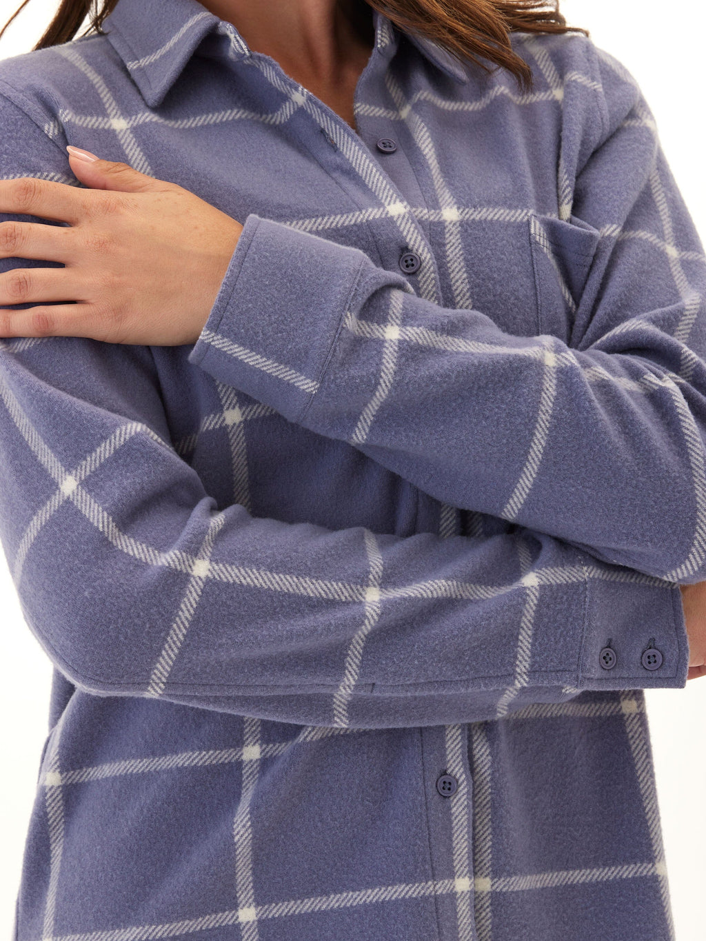 Kandyce Prairie Plaid Knit Fleece Button-Up Shirt