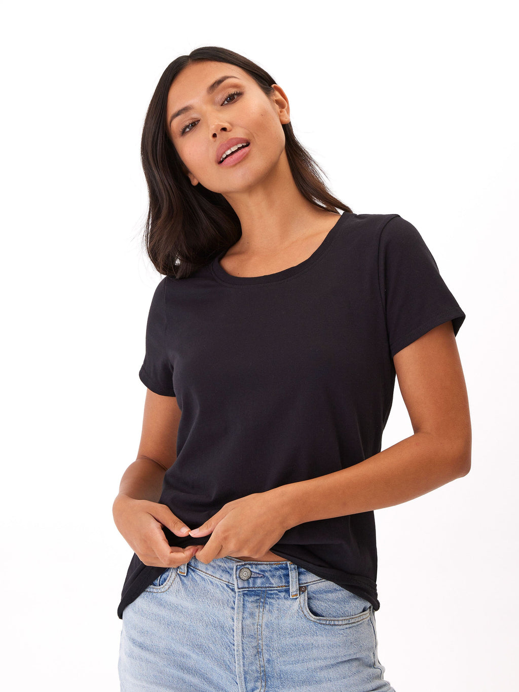 Odette Organic Cotton Crew Tee – Women’s Essential Black Staple