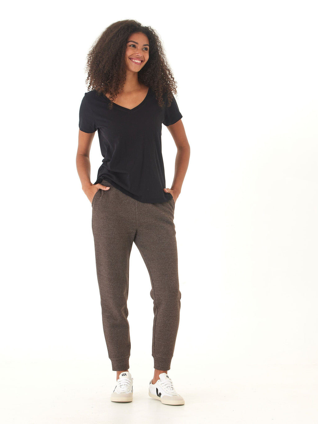 Women’s Triblend Fleece Joggers in Brown and Charcoal