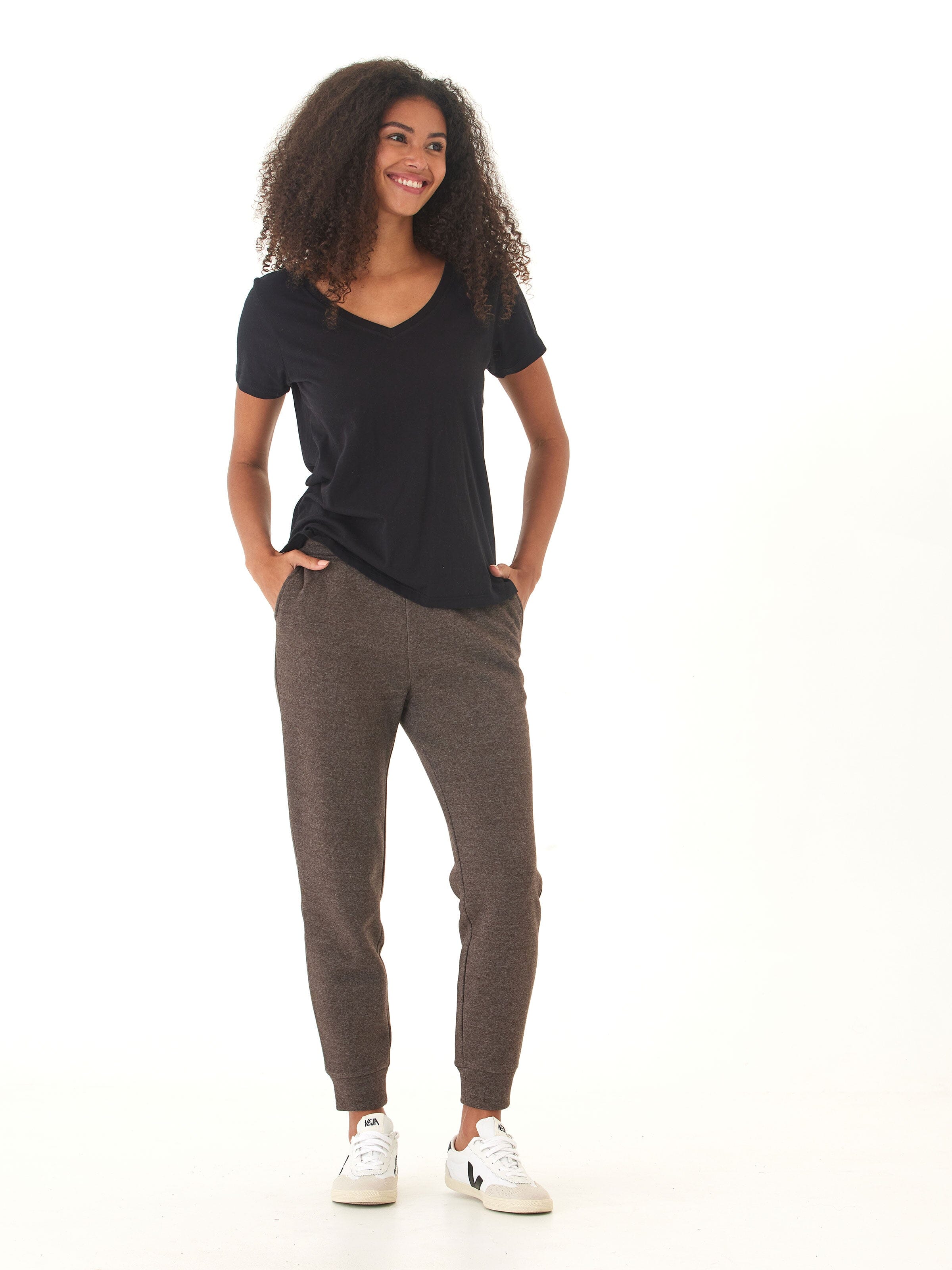 Women’s Triblend Fleece Joggers in Brown and Charcoal