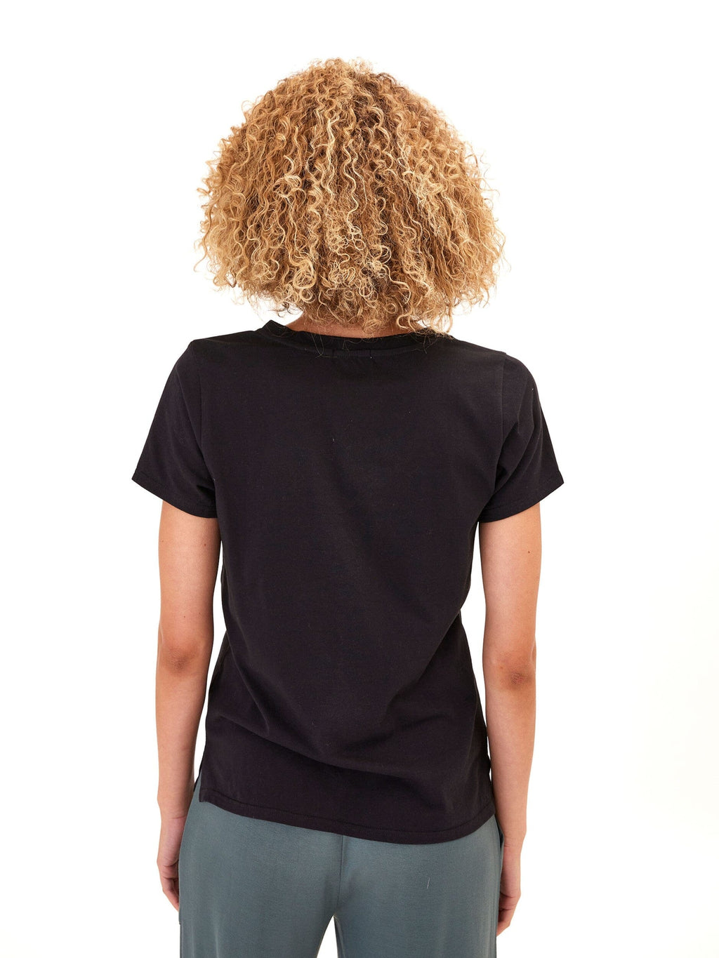 Pattie Women's Organic Cotton V-Neck Tee in Black