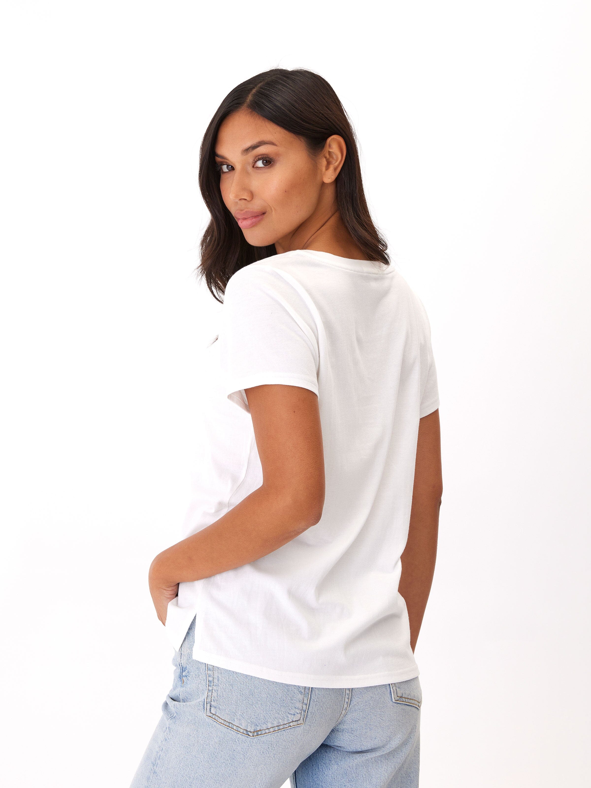 Pattie Organic Cotton V-Neck Tee in White