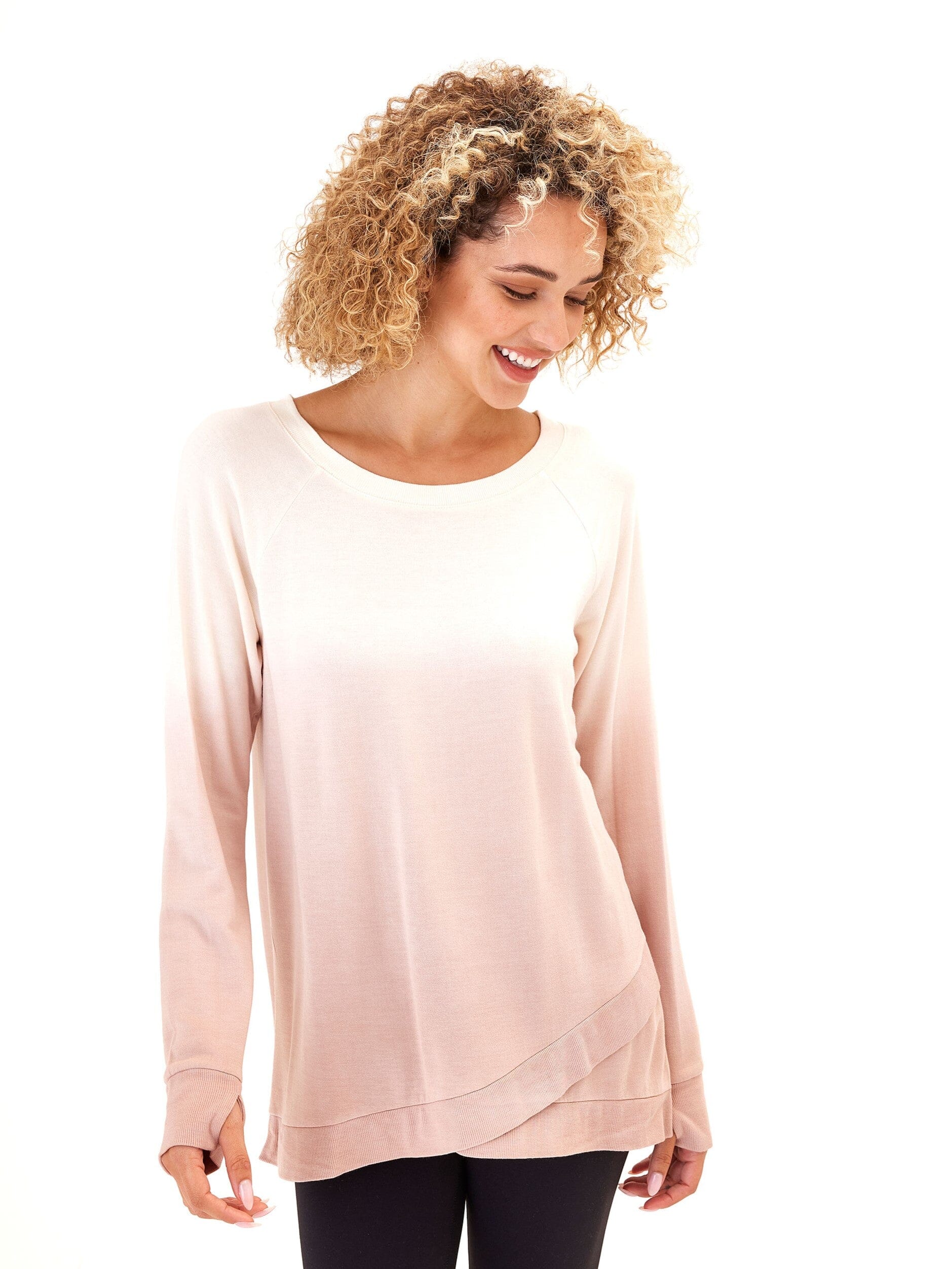 Leanna Feather Fleece Tunic – Women’s Soft Tulip-Hem Sweatshirt