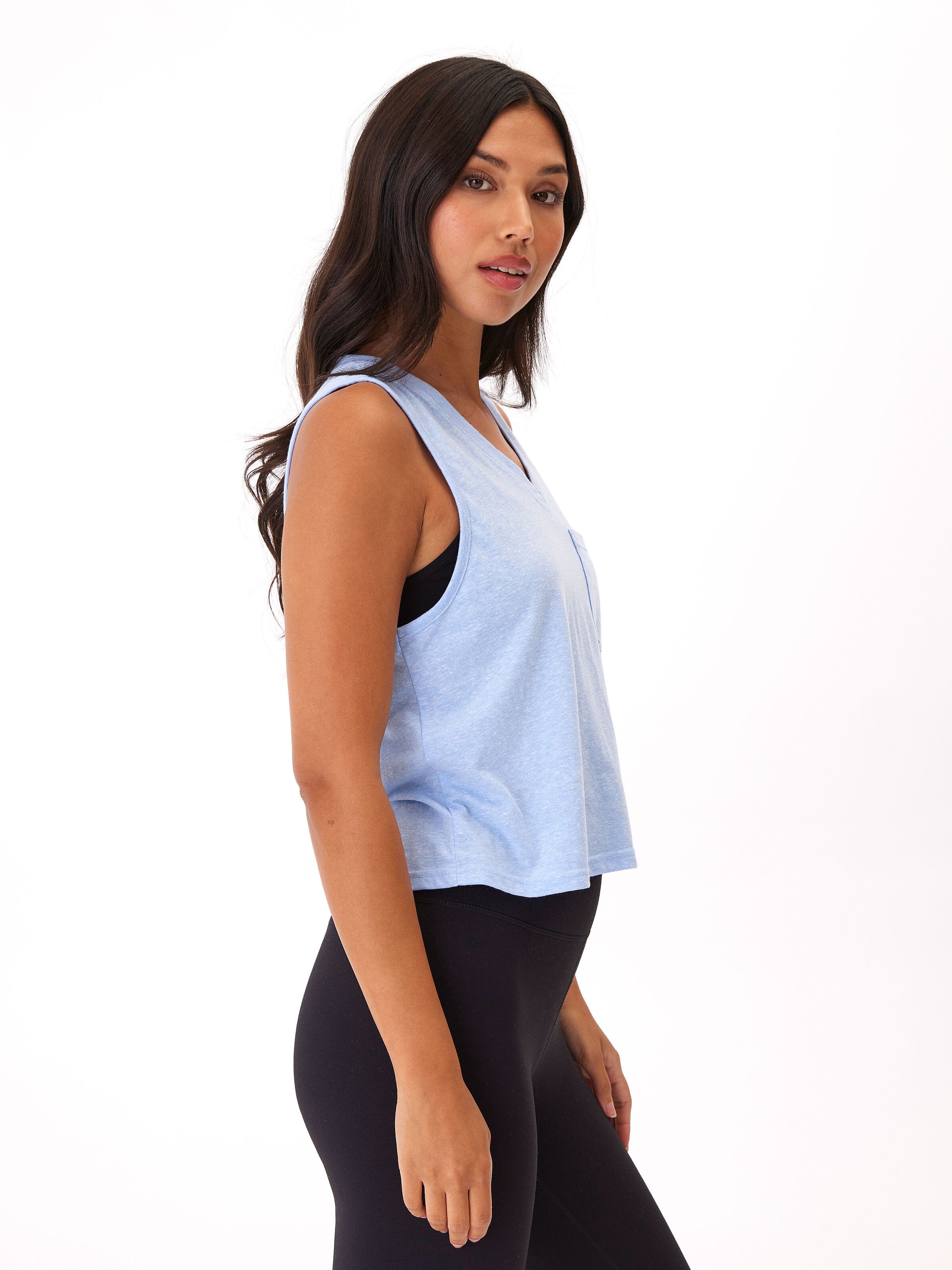 Hera Triblend Jersey V-Neck Tank Top in Light Blue