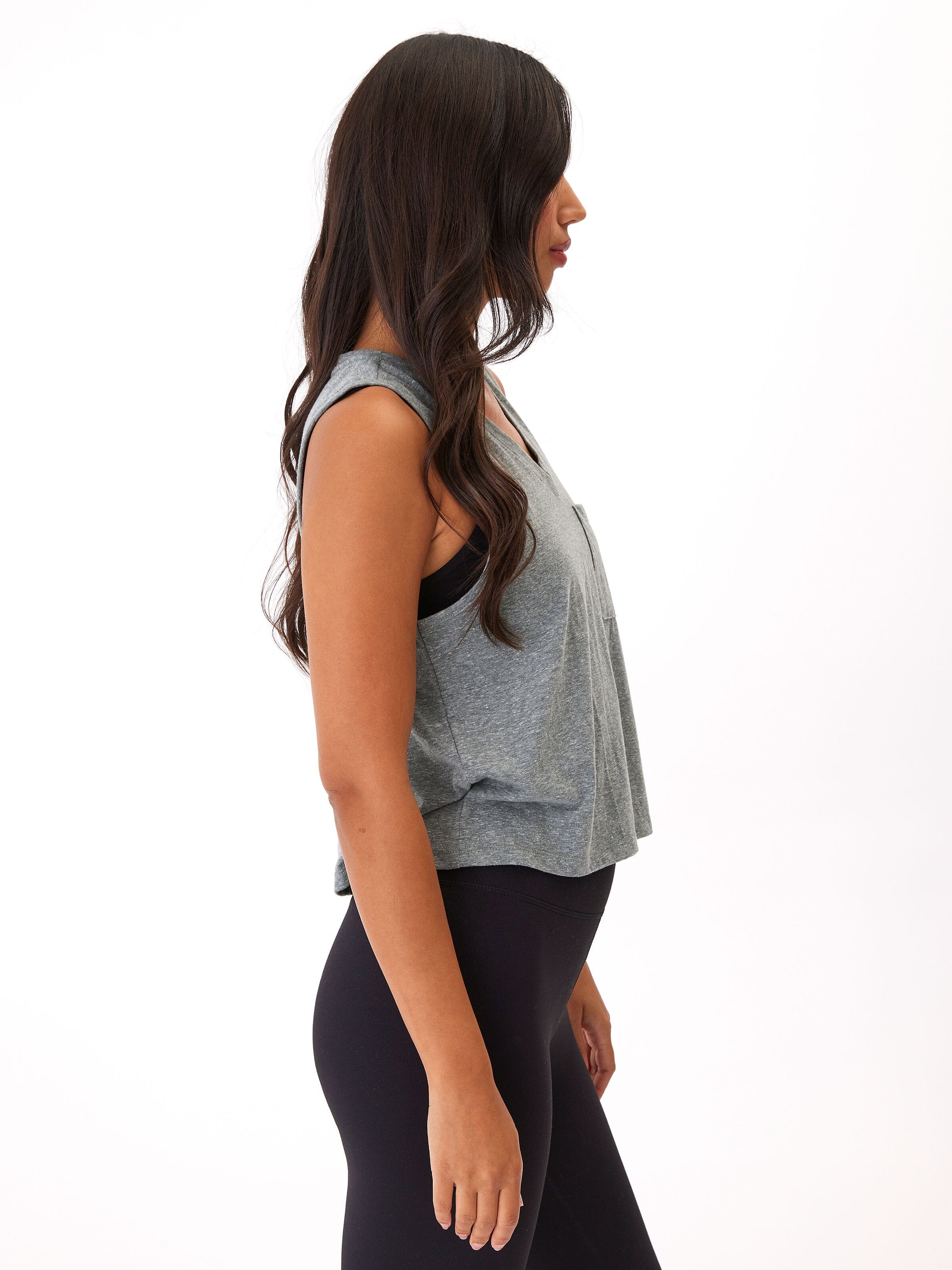 Hera Triblend Jersey V-Neck Tank Top in Grey