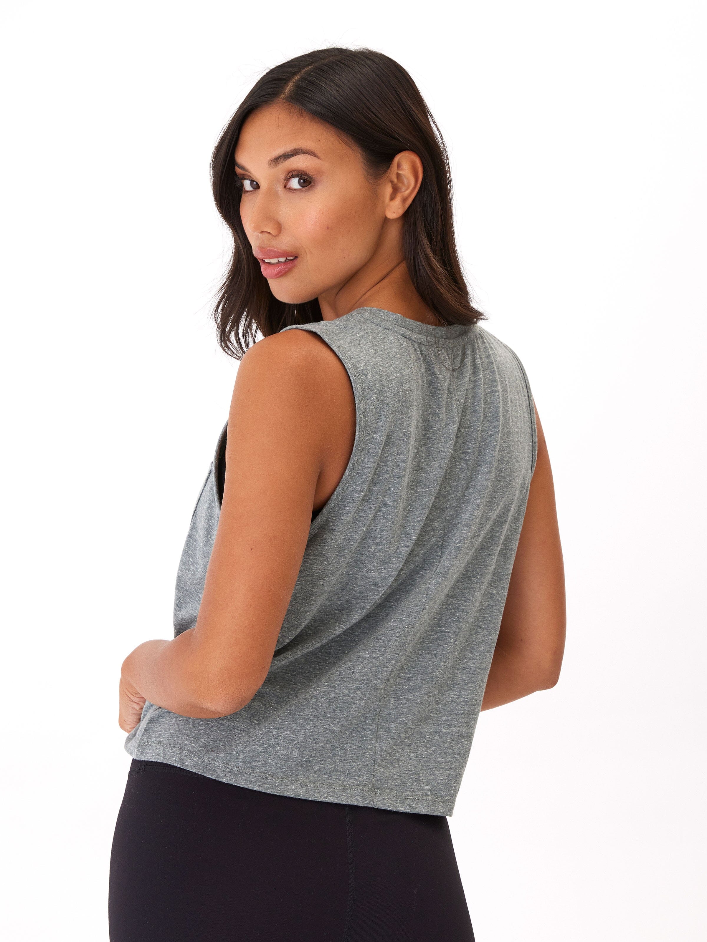 Hera Triblend Jersey V-Neck Tank Top in Grey
