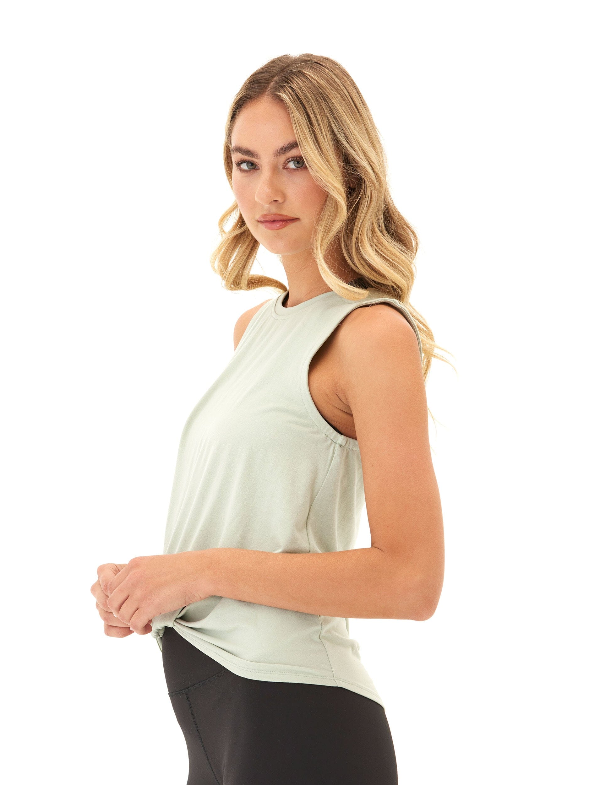 Rosita Luxe Jersey Muscle Tank with Twist Front Detail