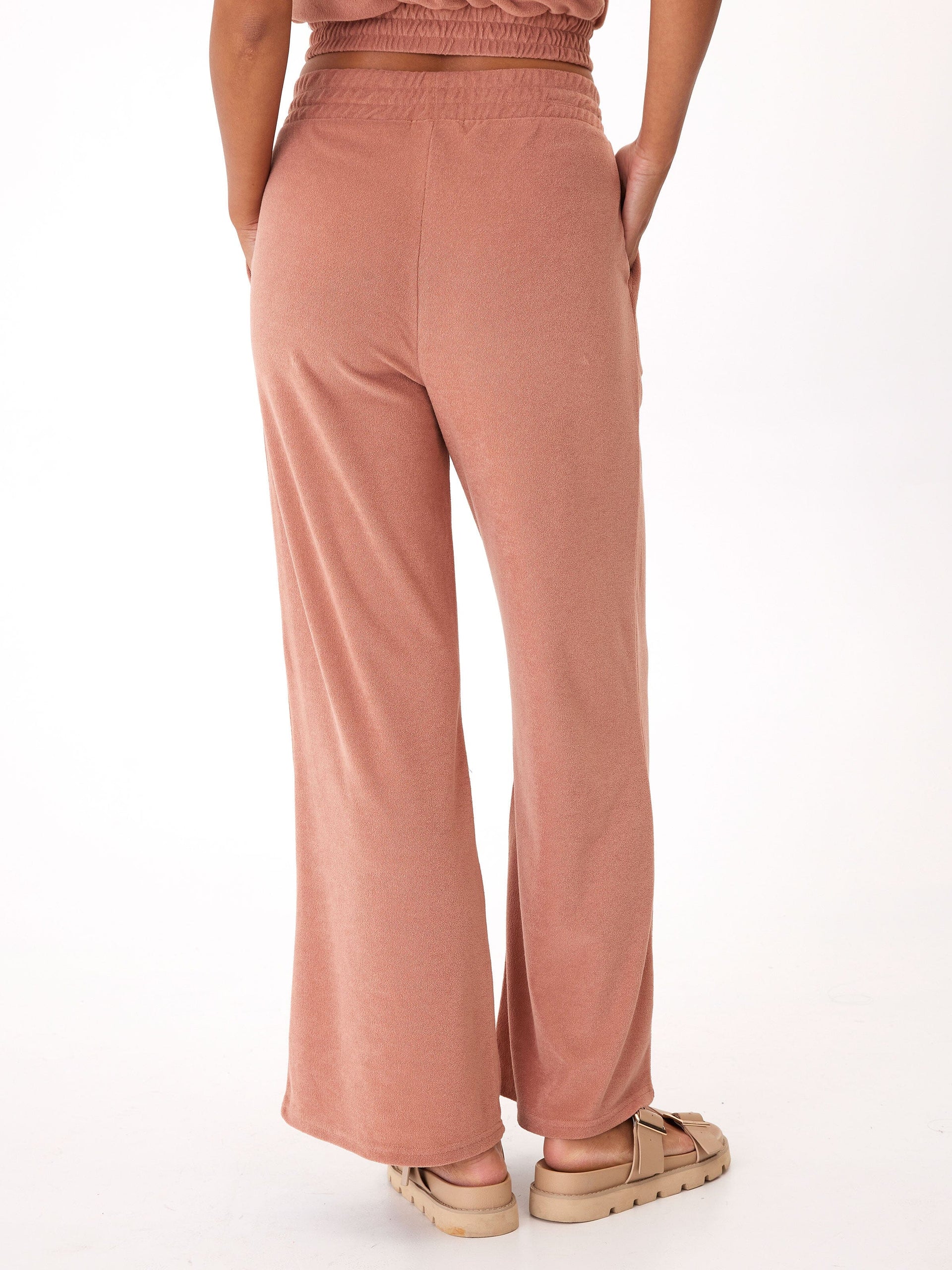 Sharie Towel Terry Wide Leg Pant - High-Rise Relaxed Loungewear