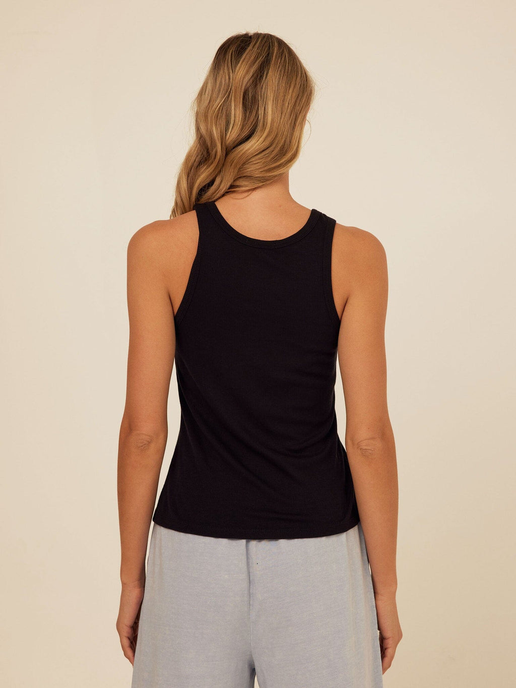 Feather Rib High Neck Tank Top