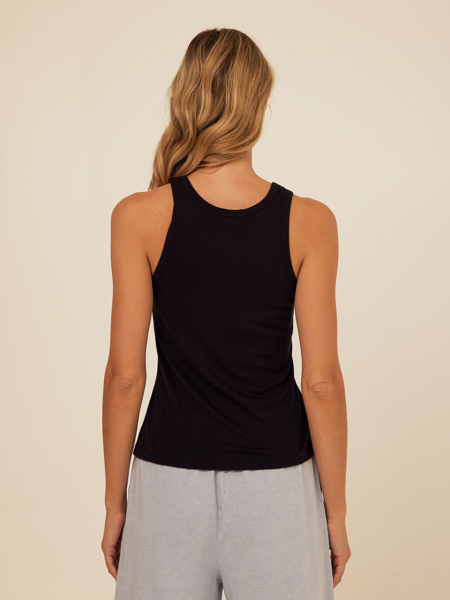 Feather Rib High Neck Tank Top